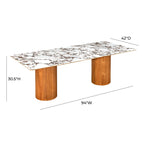 Tamara 94 Marble Ceramic Rectangular Dining Table