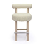 Carmel Cream Boucle and Solid Wood Counter Stool