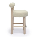 Carmel Cream Boucle and Solid Wood Counter Stool