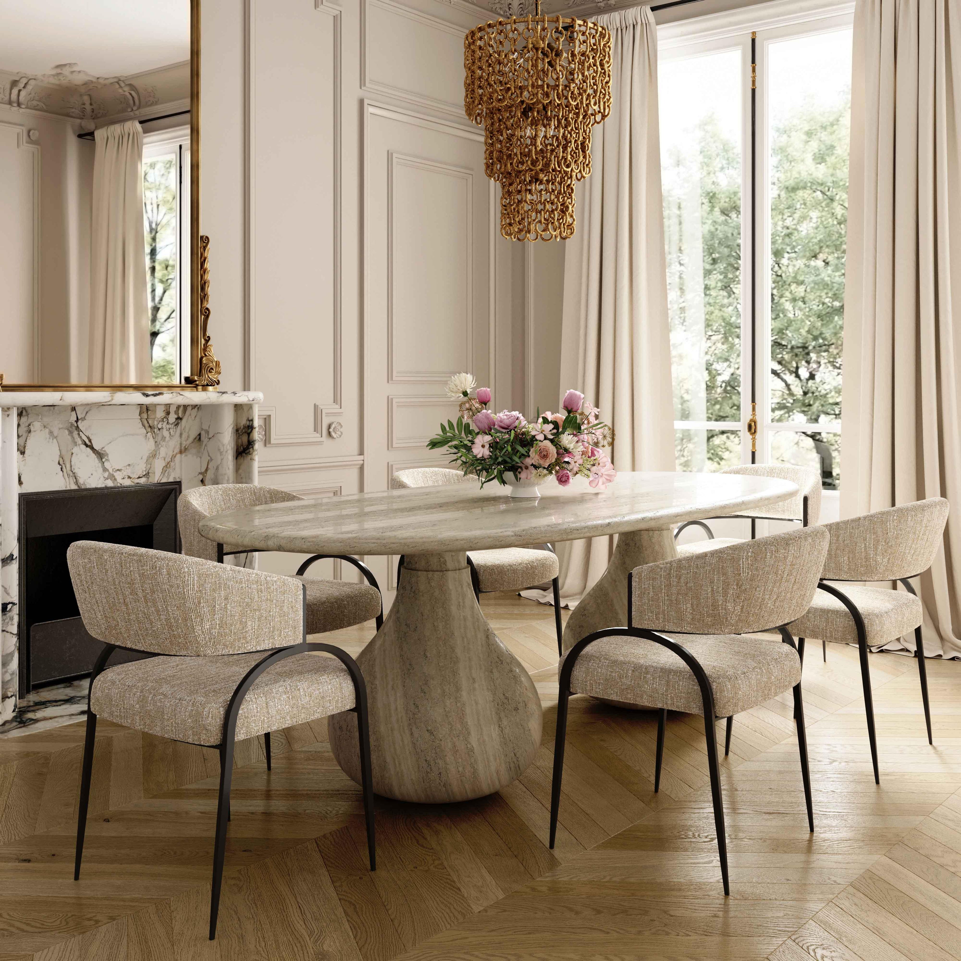 Tatum Taupe Textured Performance Boucle Dining Chair