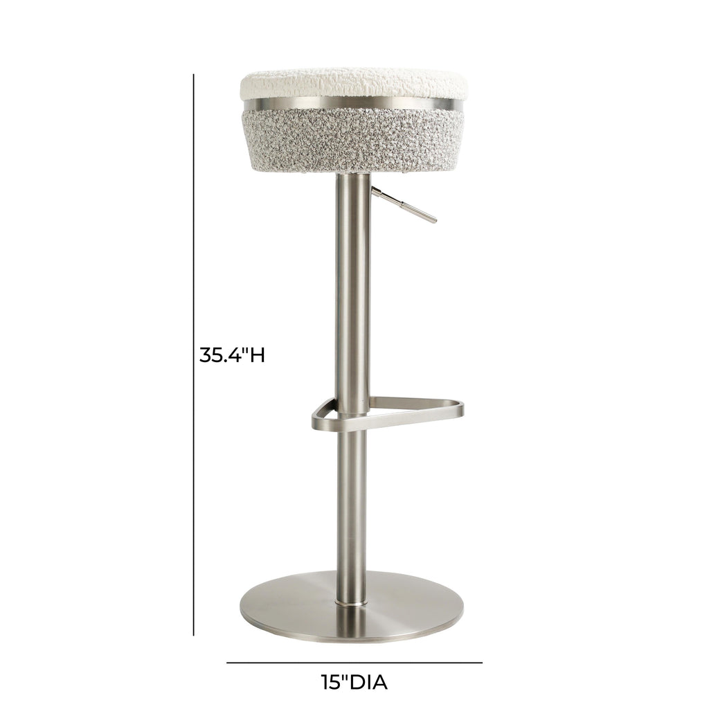 Astro White and Grey Boucle Adjustable Stool