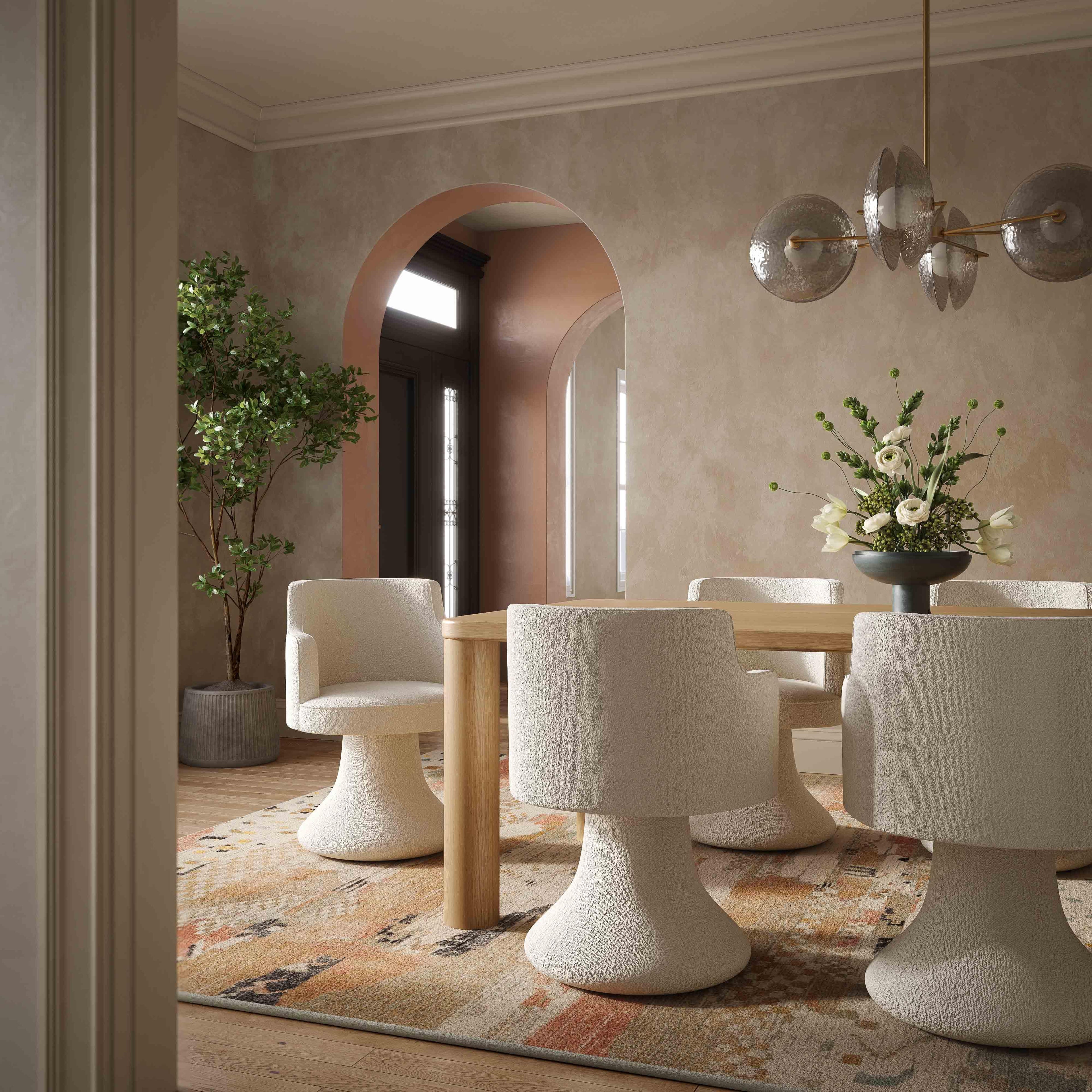 Jeffree Performance Boucle Swivel Dining Chair