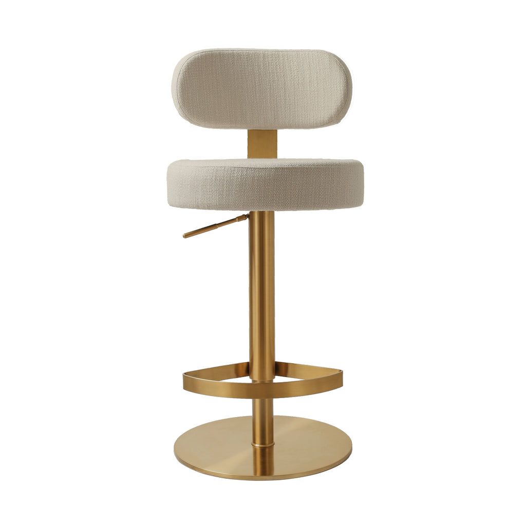Primrose Cream Textured Performance Fabric Adjustable Stool