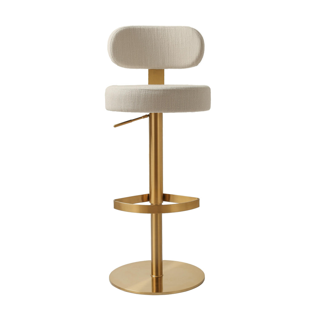 Primrose Cream Textured Performance Fabric Adjustable Stool