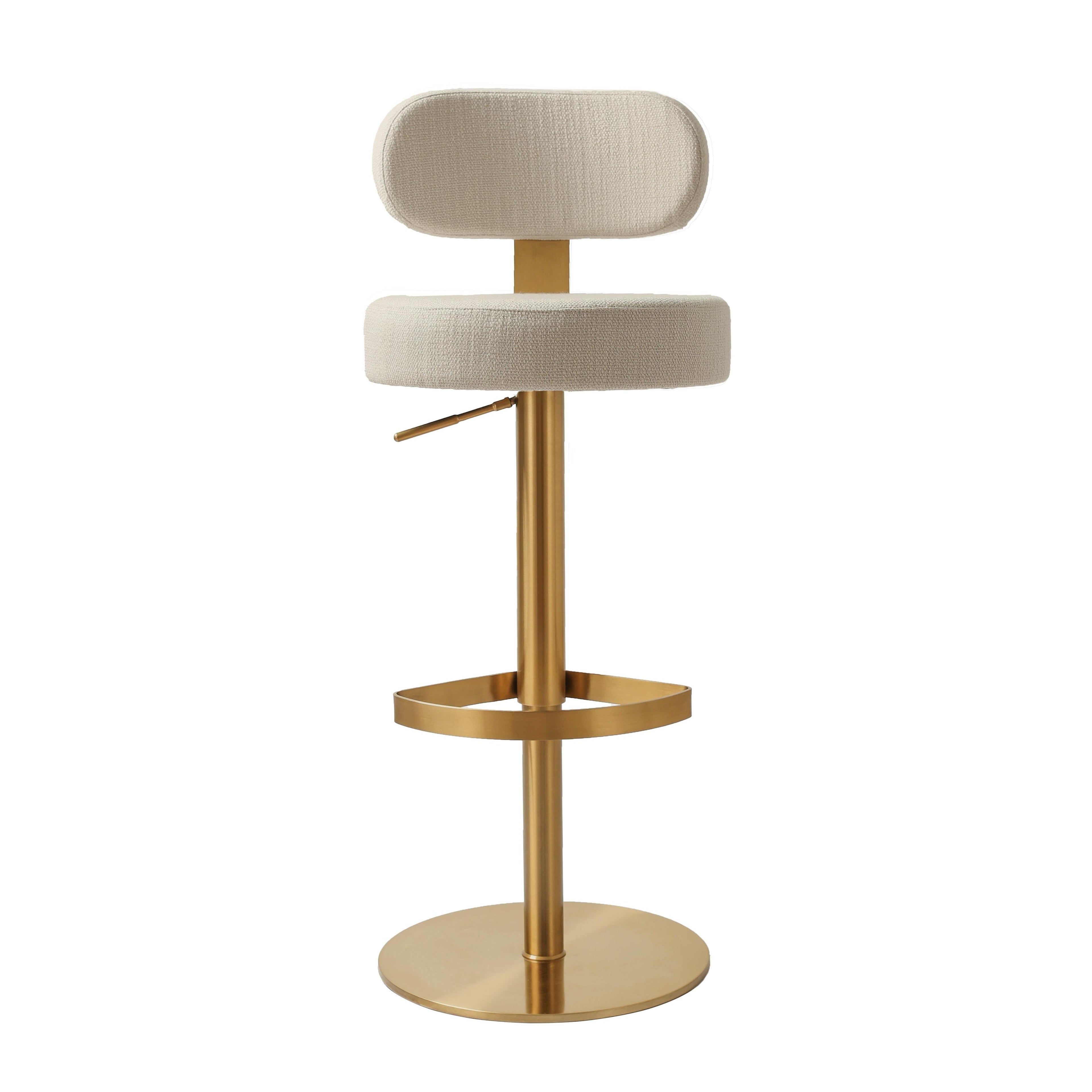 Primrose Cream Textured Performance Fabric Adjustable Stool