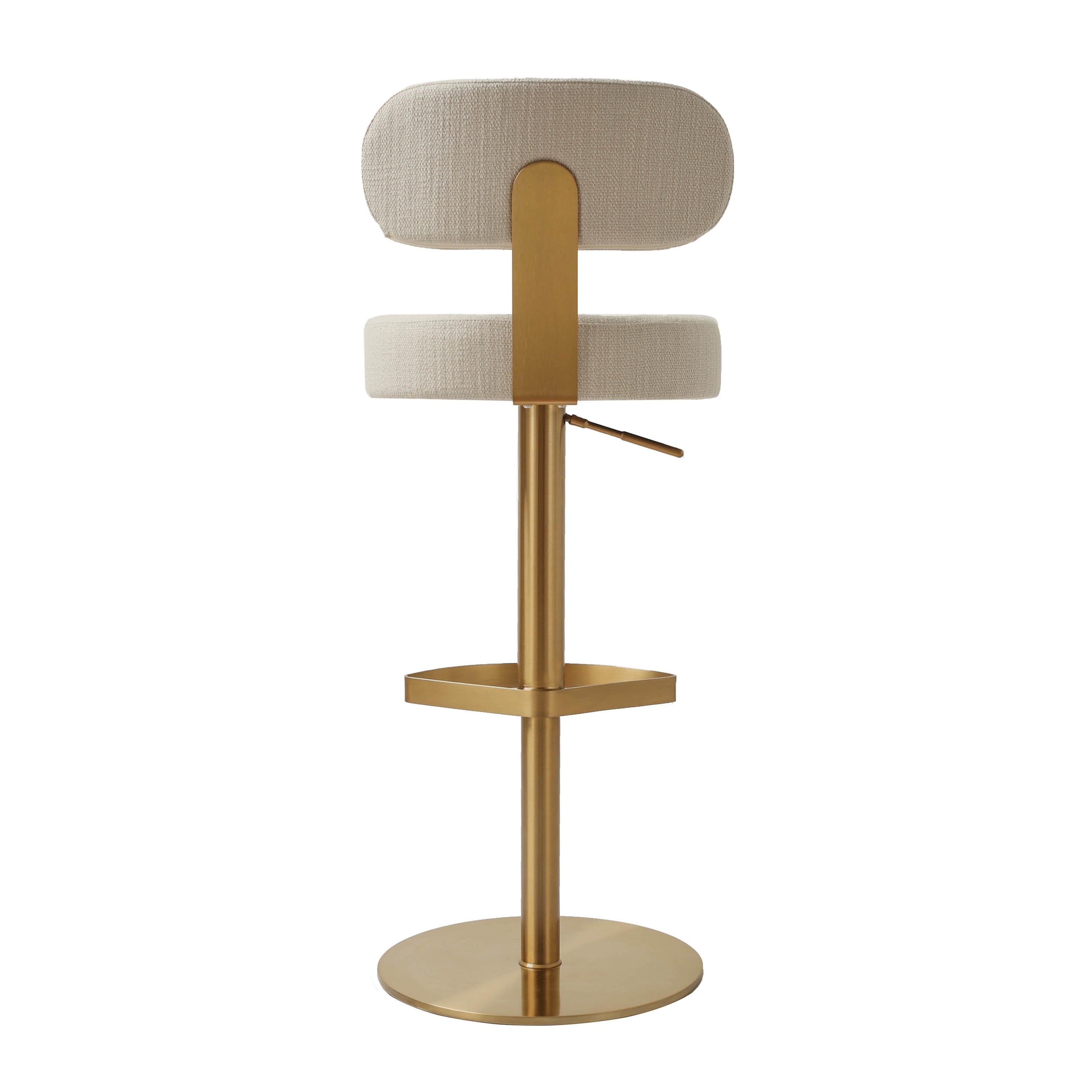 Primrose Cream Textured Performance Fabric Adjustable Stool