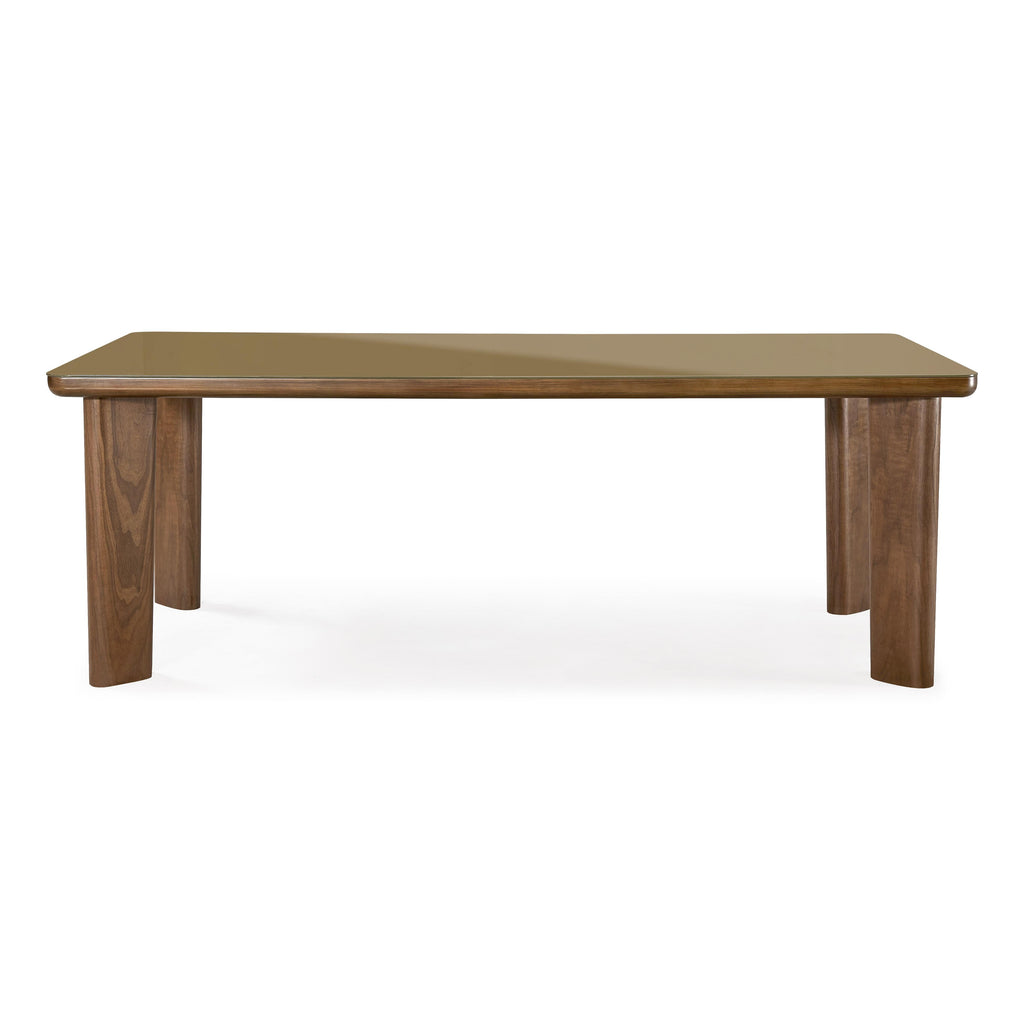 Oani  83 Walnut and Glass Rectangular Dining Table