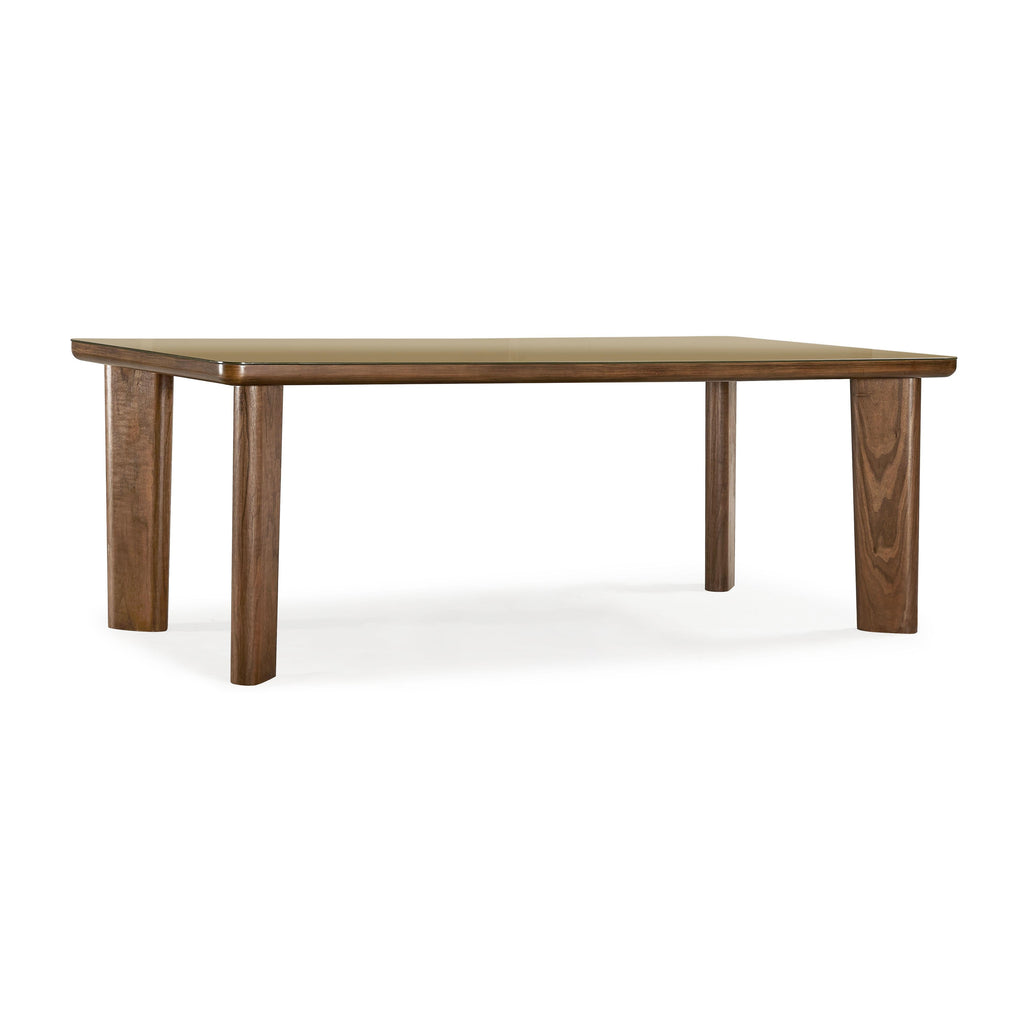 Oani  83 Walnut and Glass Rectangular Dining Table