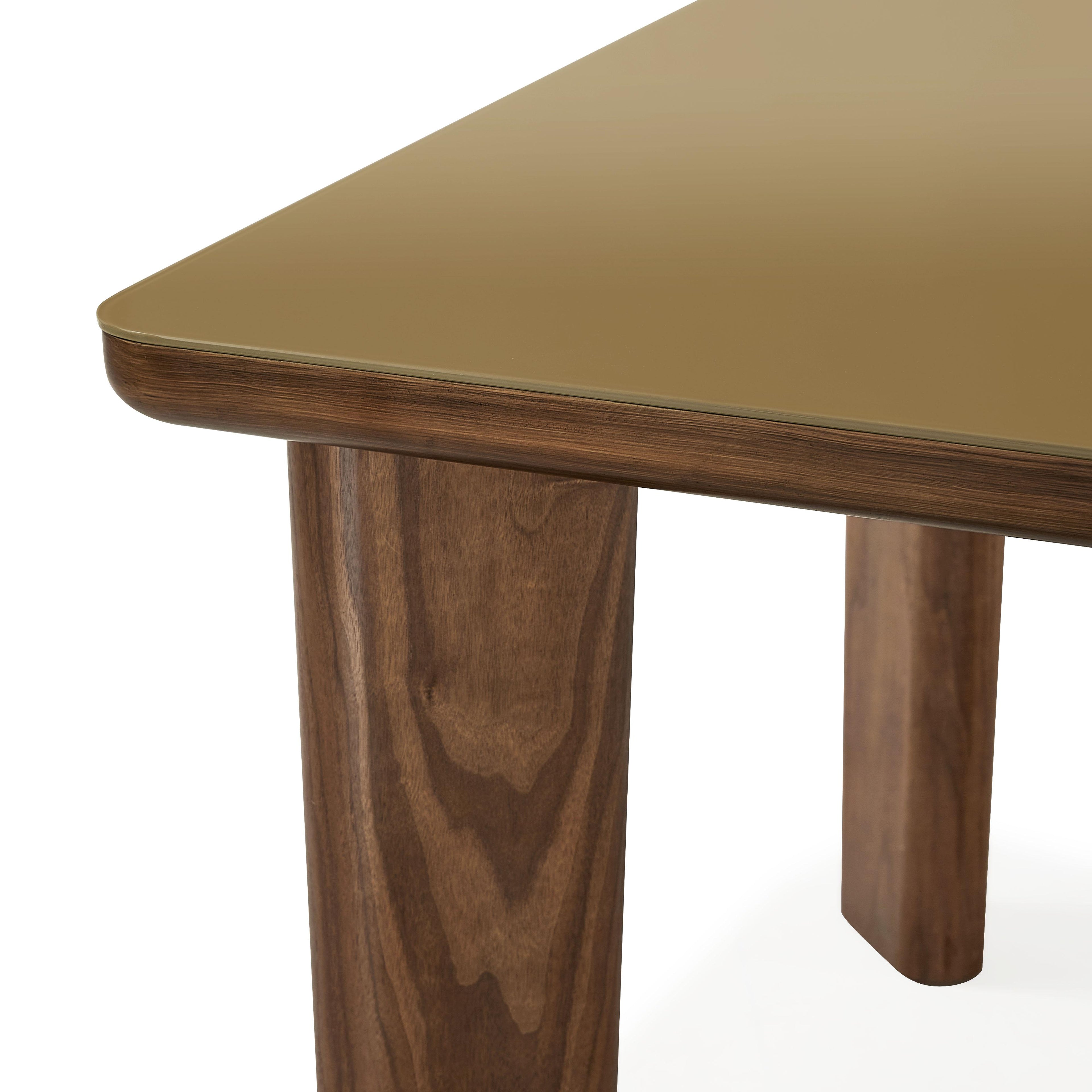Oani  83 Walnut and Glass Rectangular Dining Table