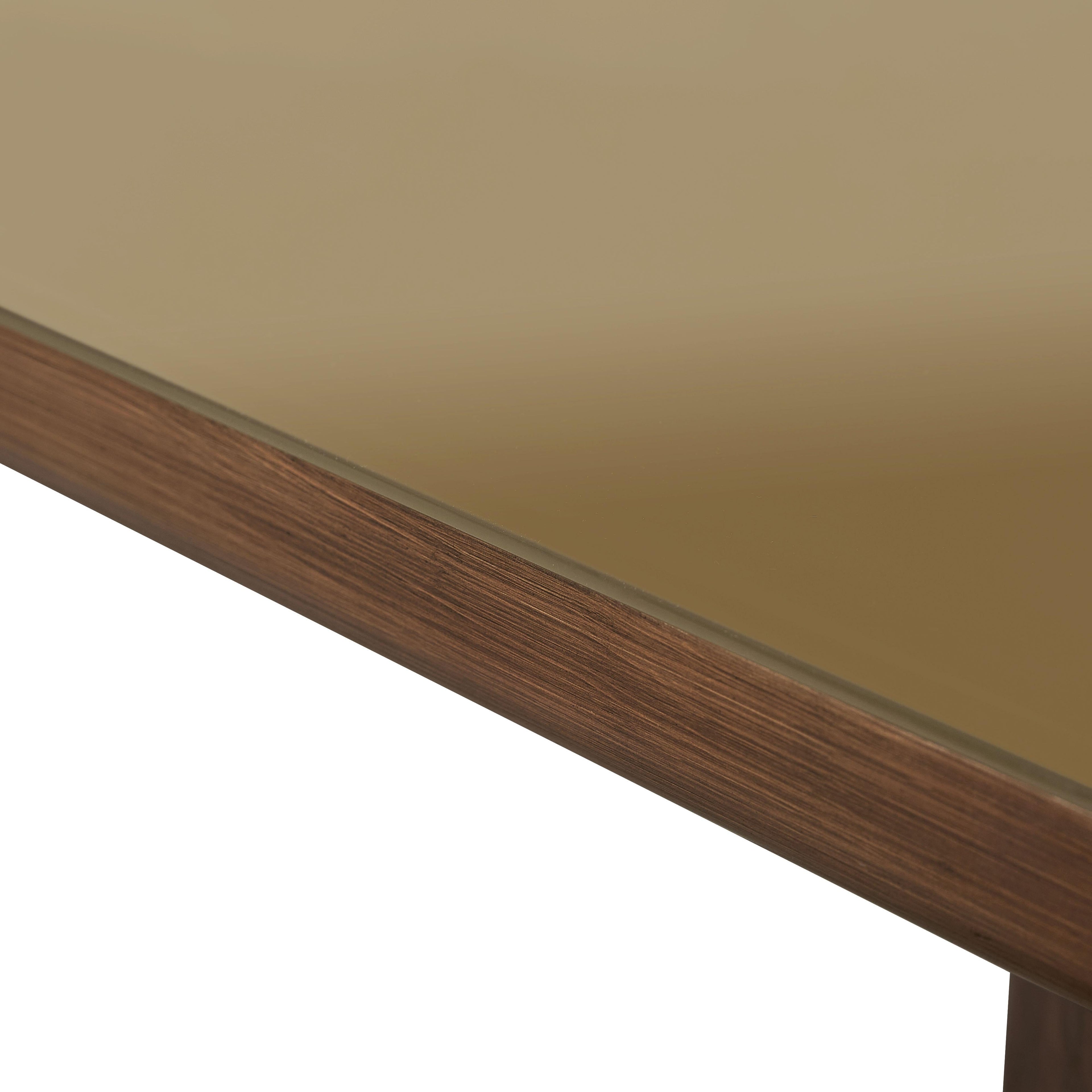 Oani  83 Walnut and Glass Rectangular Dining Table