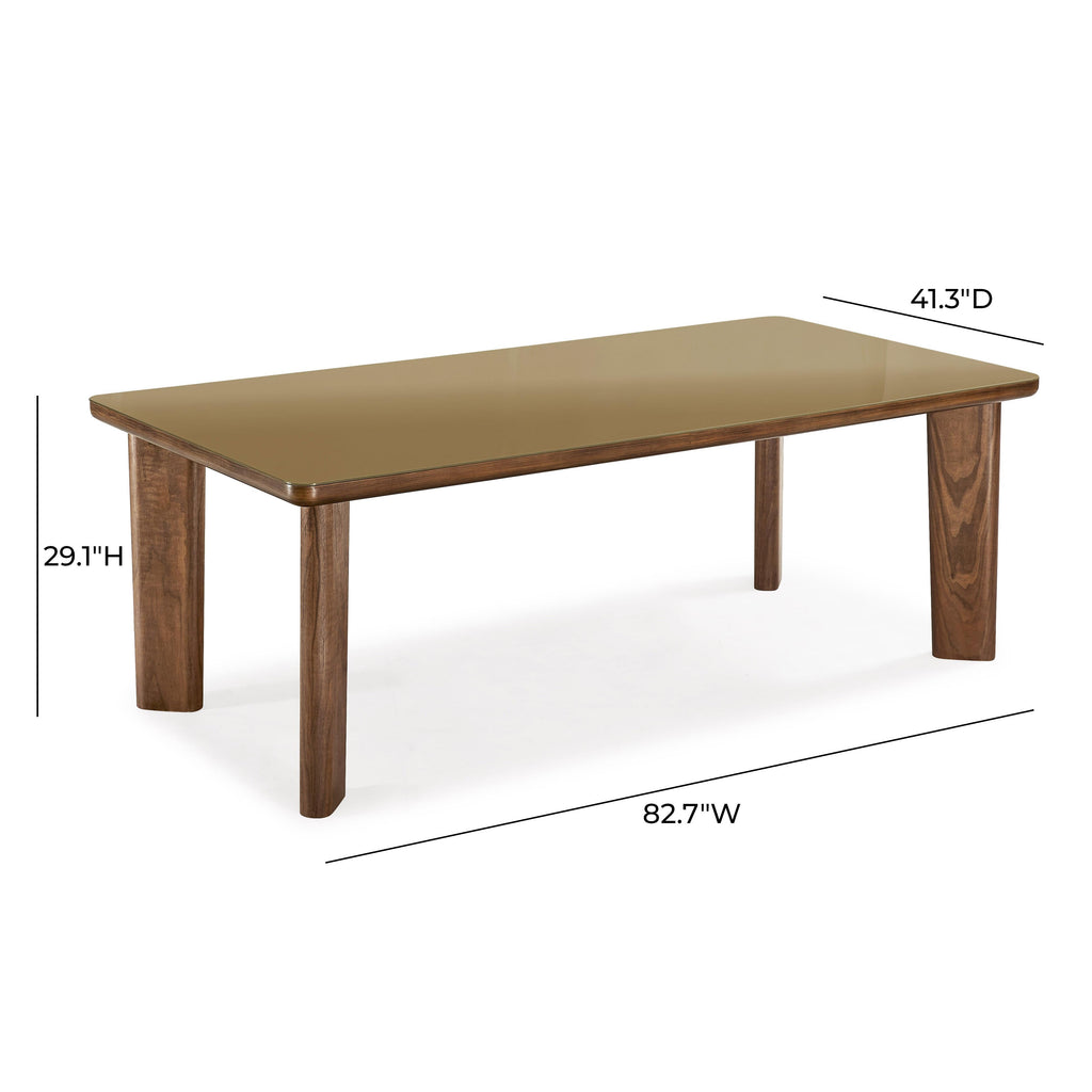 Oani  83 Walnut and Glass Rectangular Dining Table