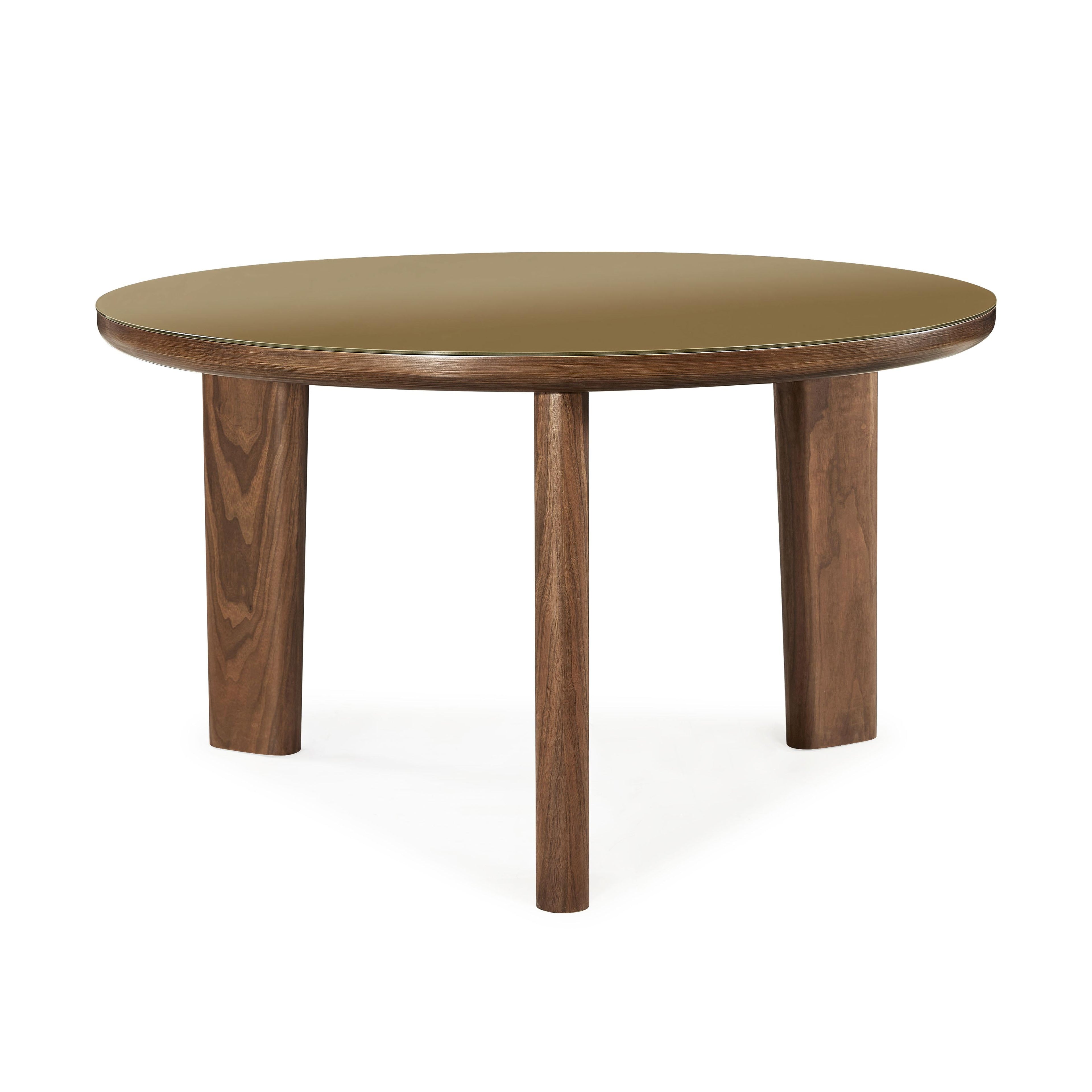 Oani 51 Walnut and Glass Round Dining Table