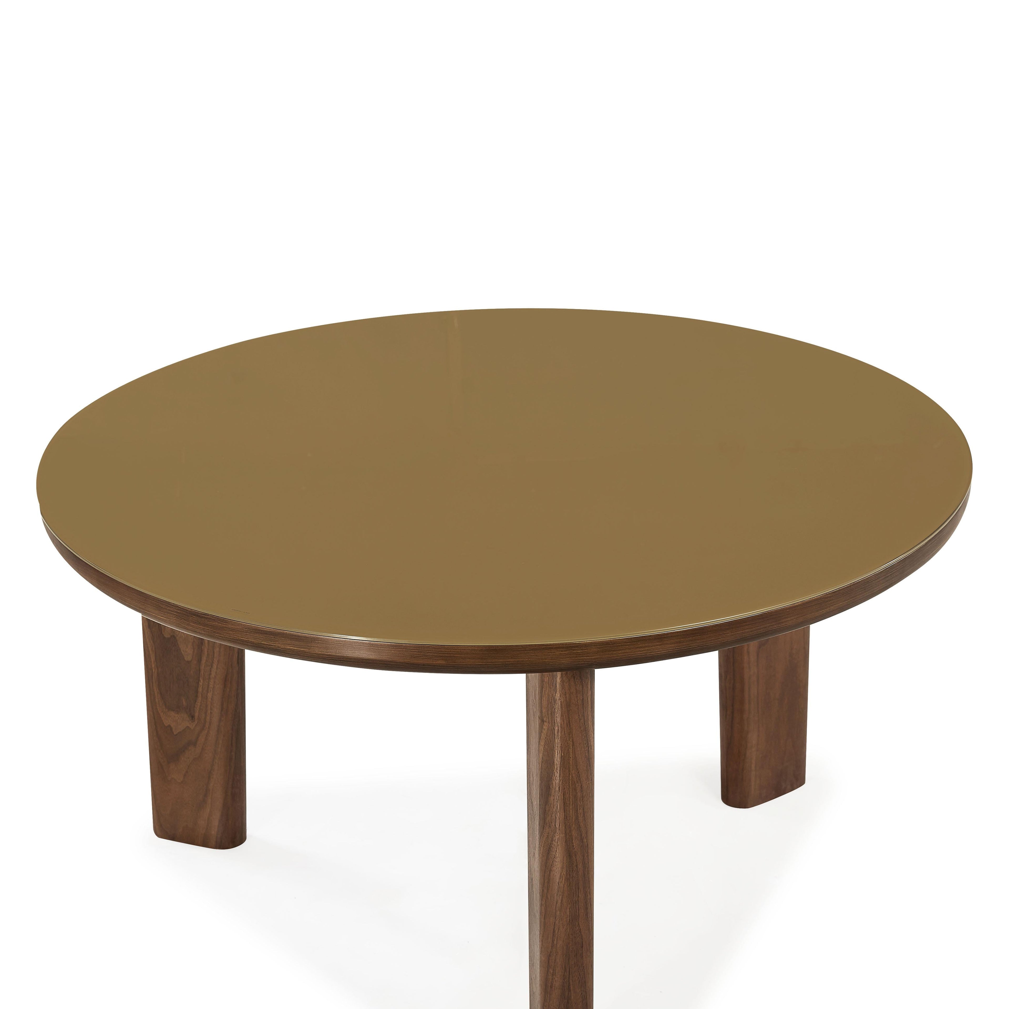 Oani 51 Walnut and Glass Round Dining Table