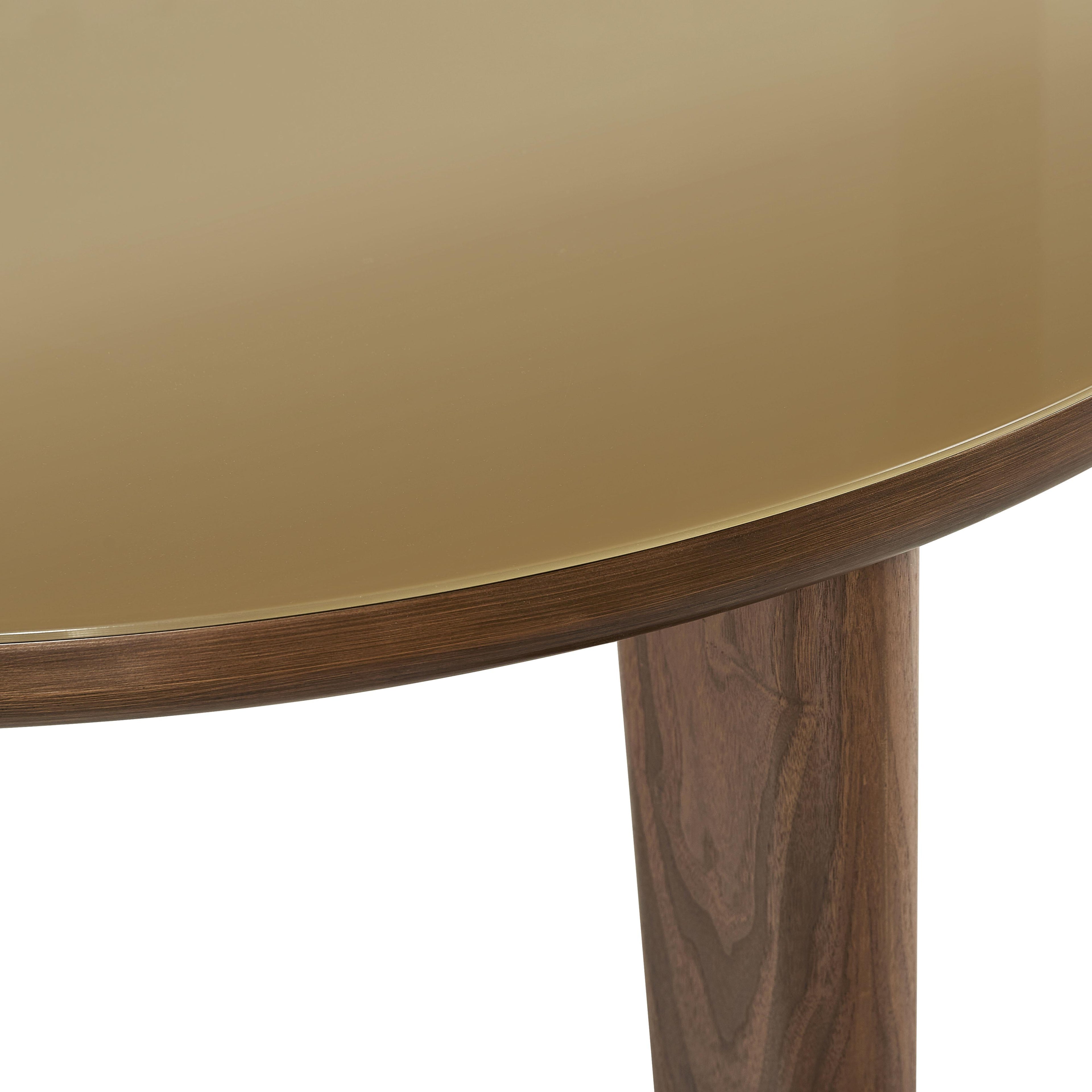 Oani 51 Walnut and Glass Round Dining Table