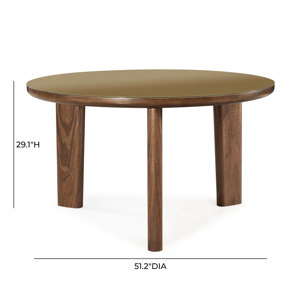 Oani 51 Walnut and Glass Round Dining Table