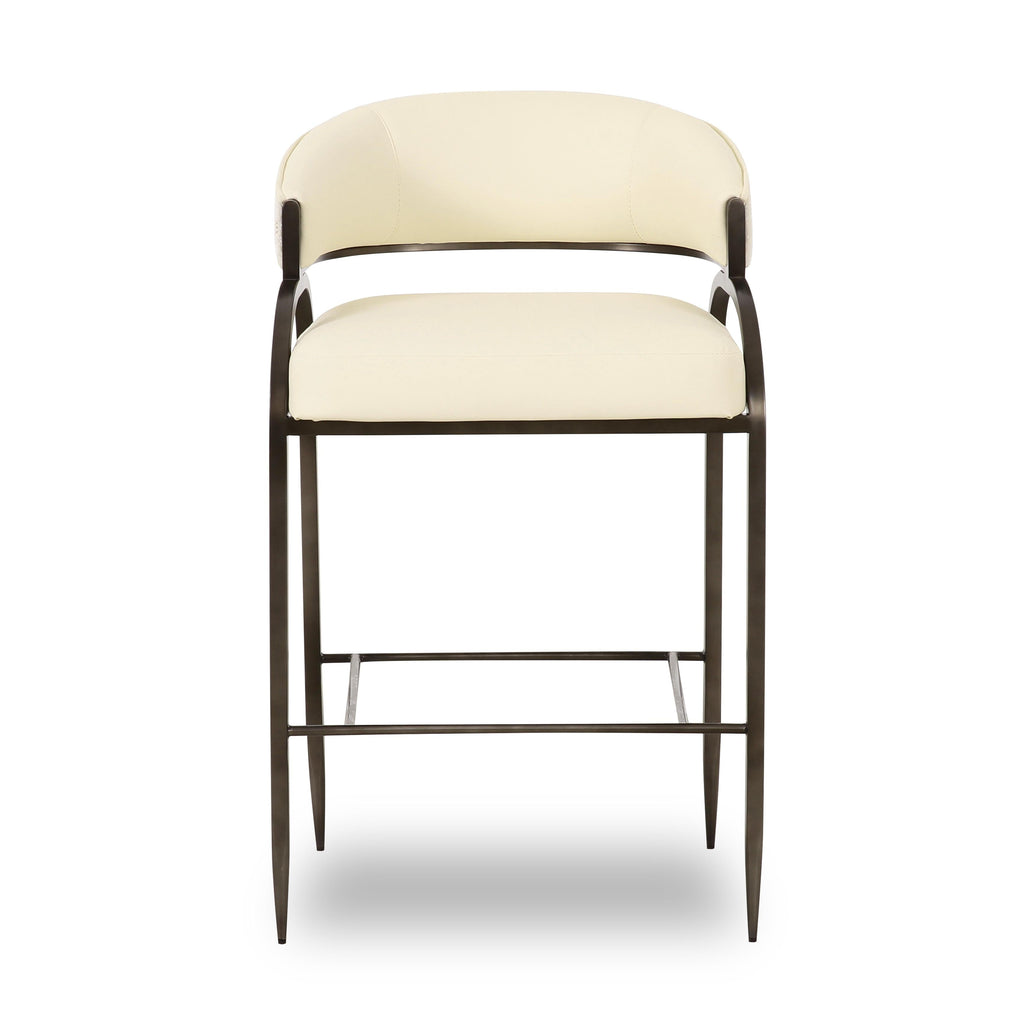 Tatum Cream Vegan Leather and 2-Tone Jacquard Counter Stool