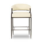 Tatum Cream Vegan Leather and 2-Tone Jacquard Counter Stool
