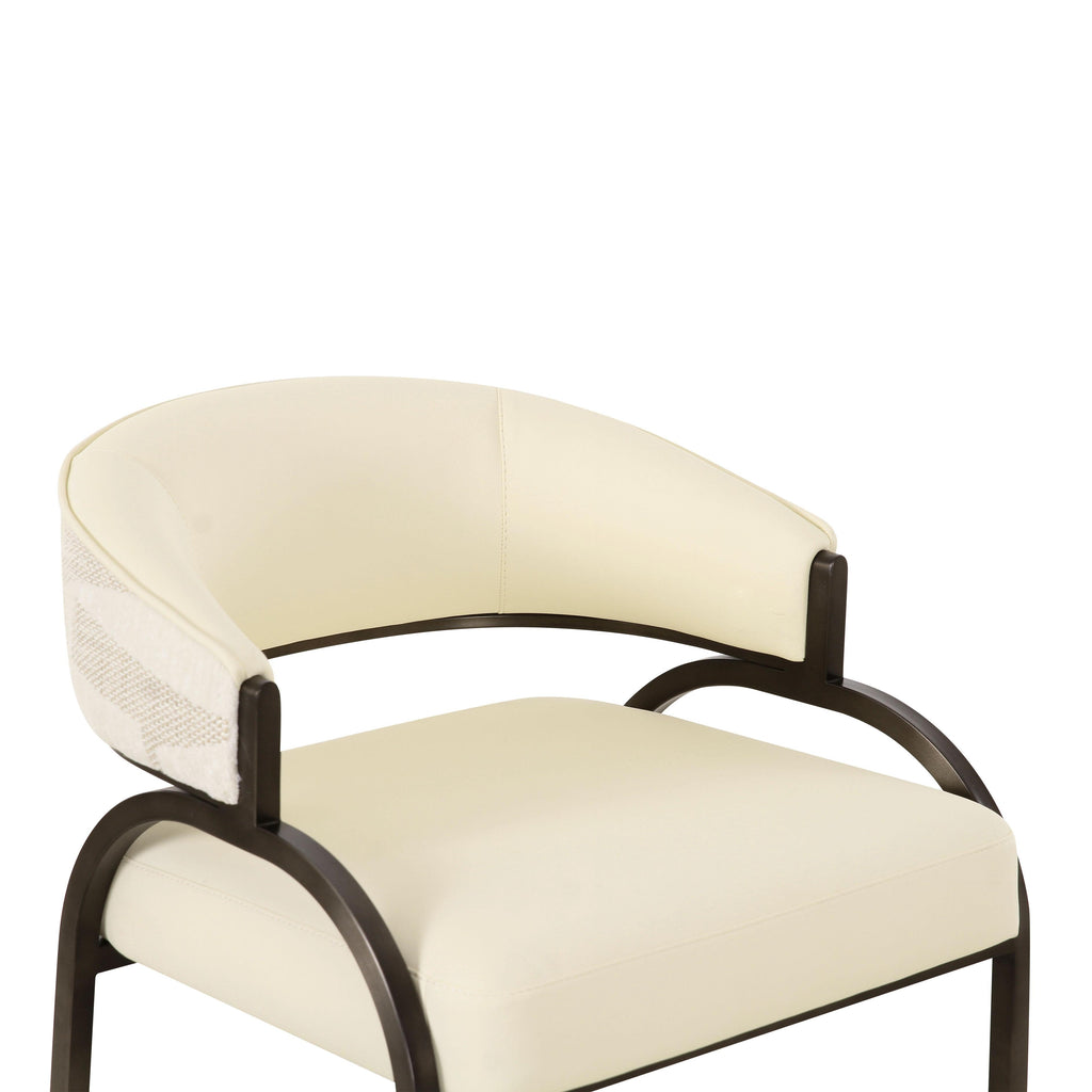 Tatum Cream Vegan Leather and 2-Tone Jacquard Counter Stool