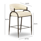 Tatum Cream Vegan Leather and 2-Tone Jacquard Counter Stool