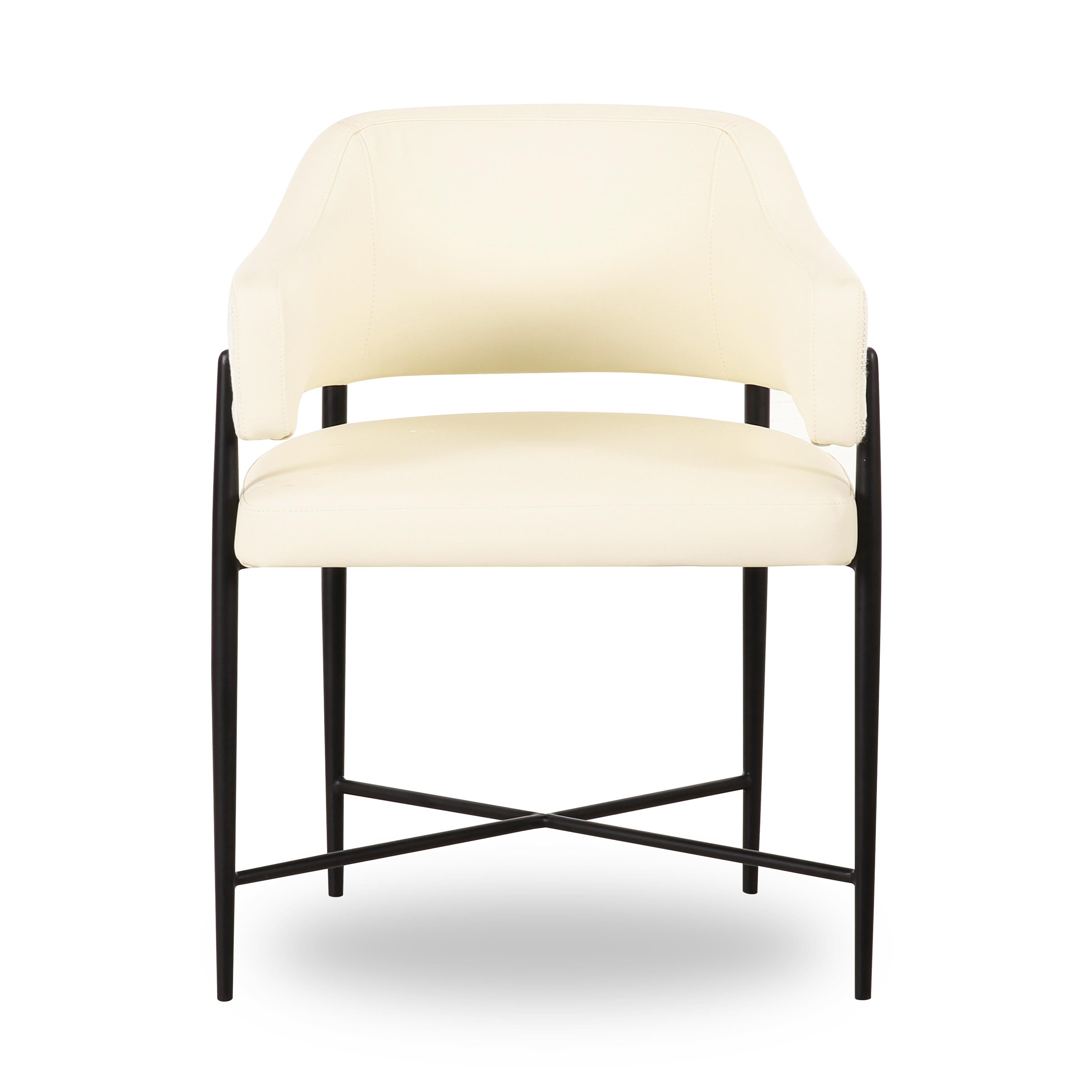 Sezanne Cream Vegan Leather and 2-Tone Jacquard Dining Chair