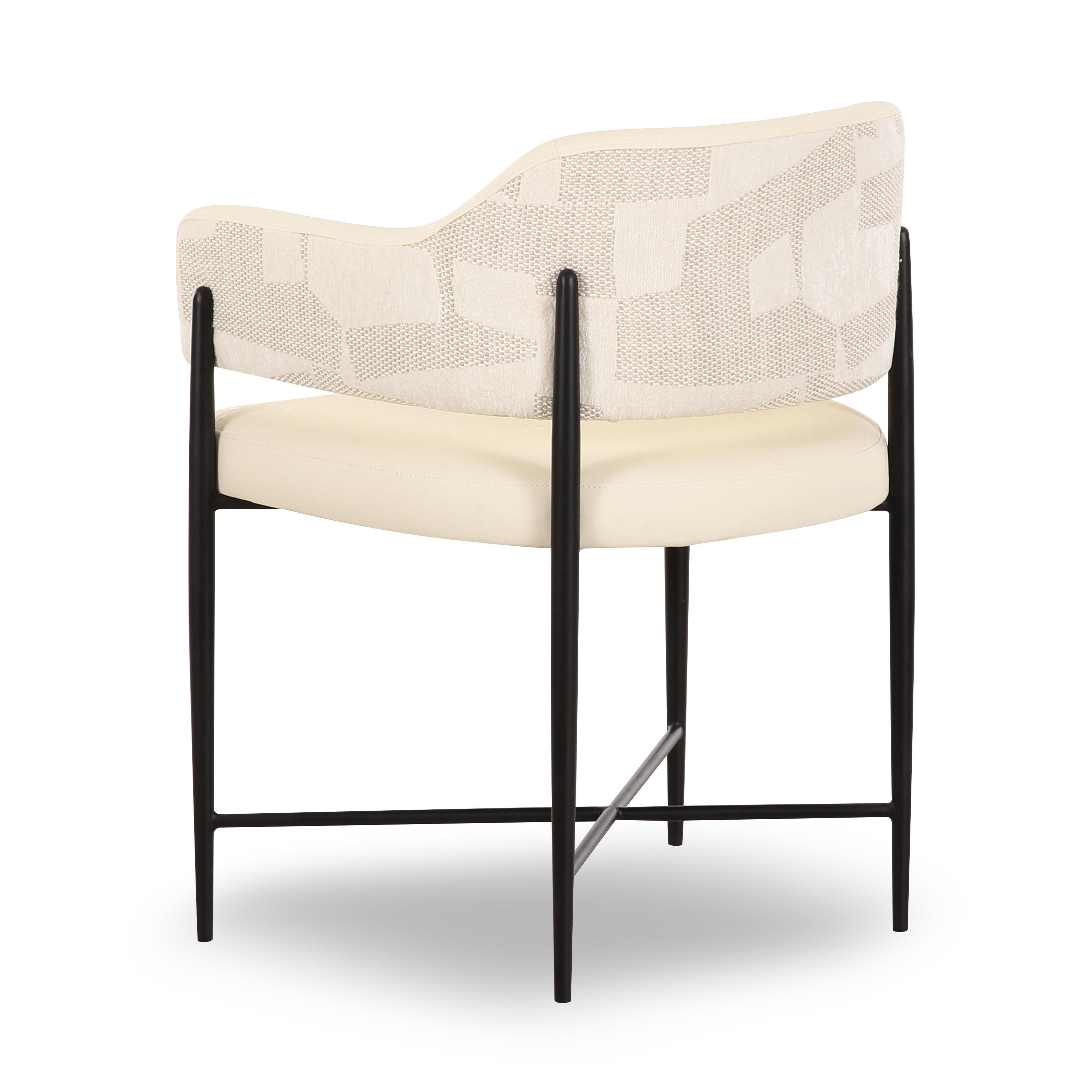 Sezanne Cream Vegan Leather and 2-Tone Jacquard Dining Chair