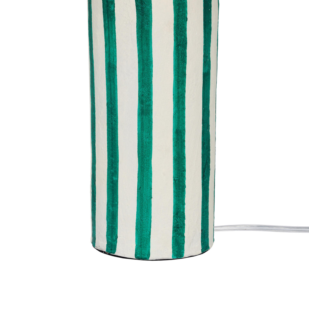 Ravello Green Striped Papier Mache Table Lamp