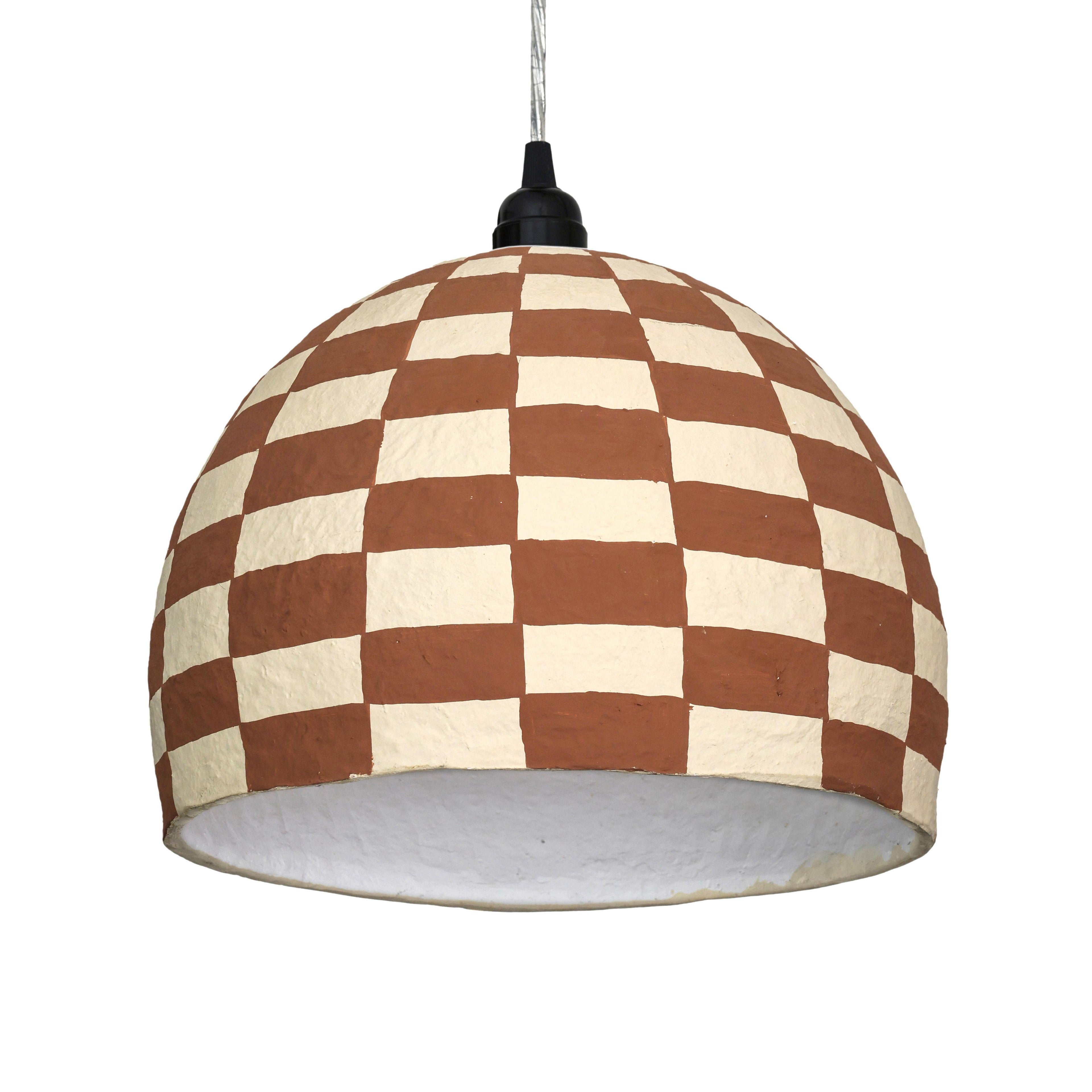 Taurus White and Terracotta Cotton Mache Pendant Lamp