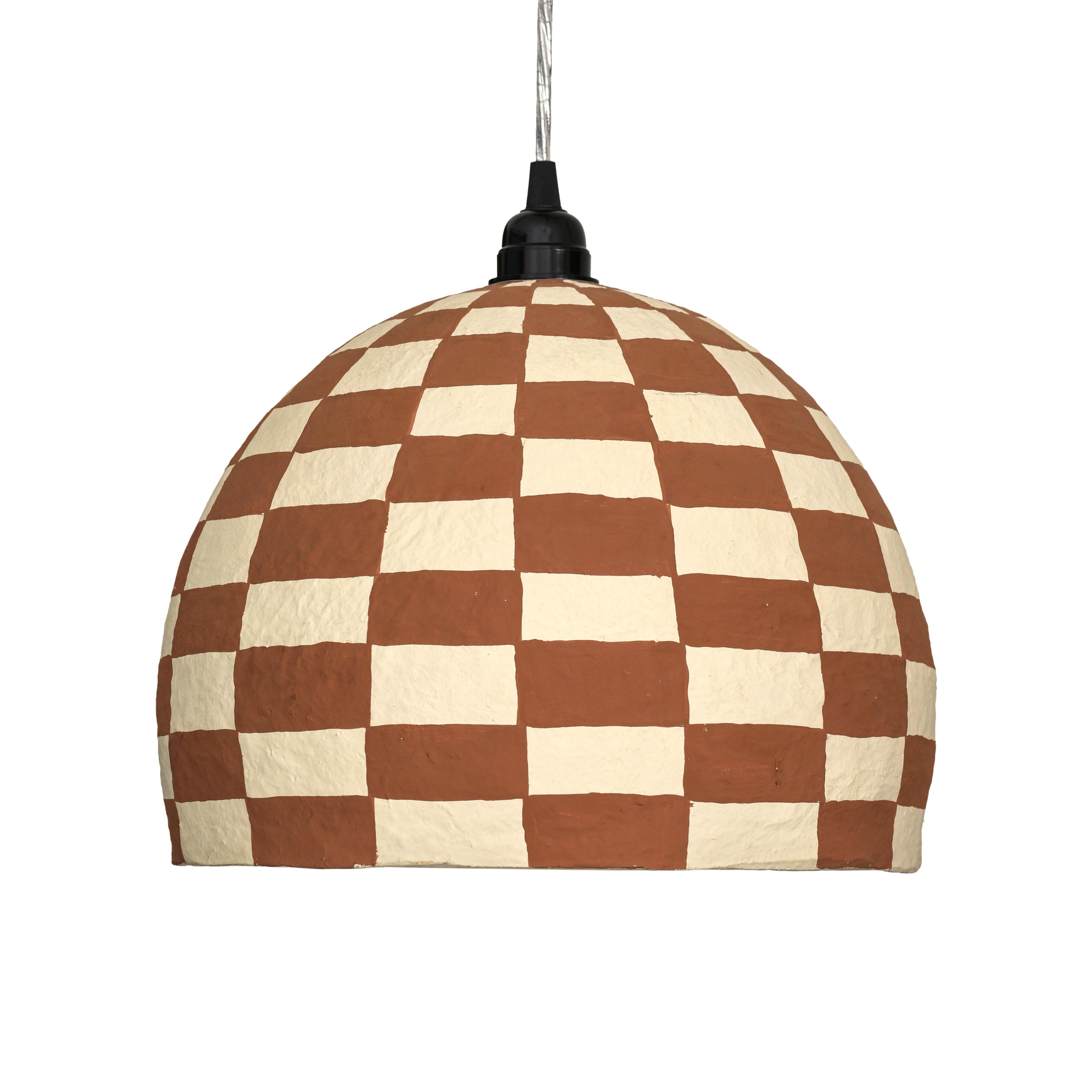 Taurus White and Terracotta Cotton Mache Pendant Lamp
