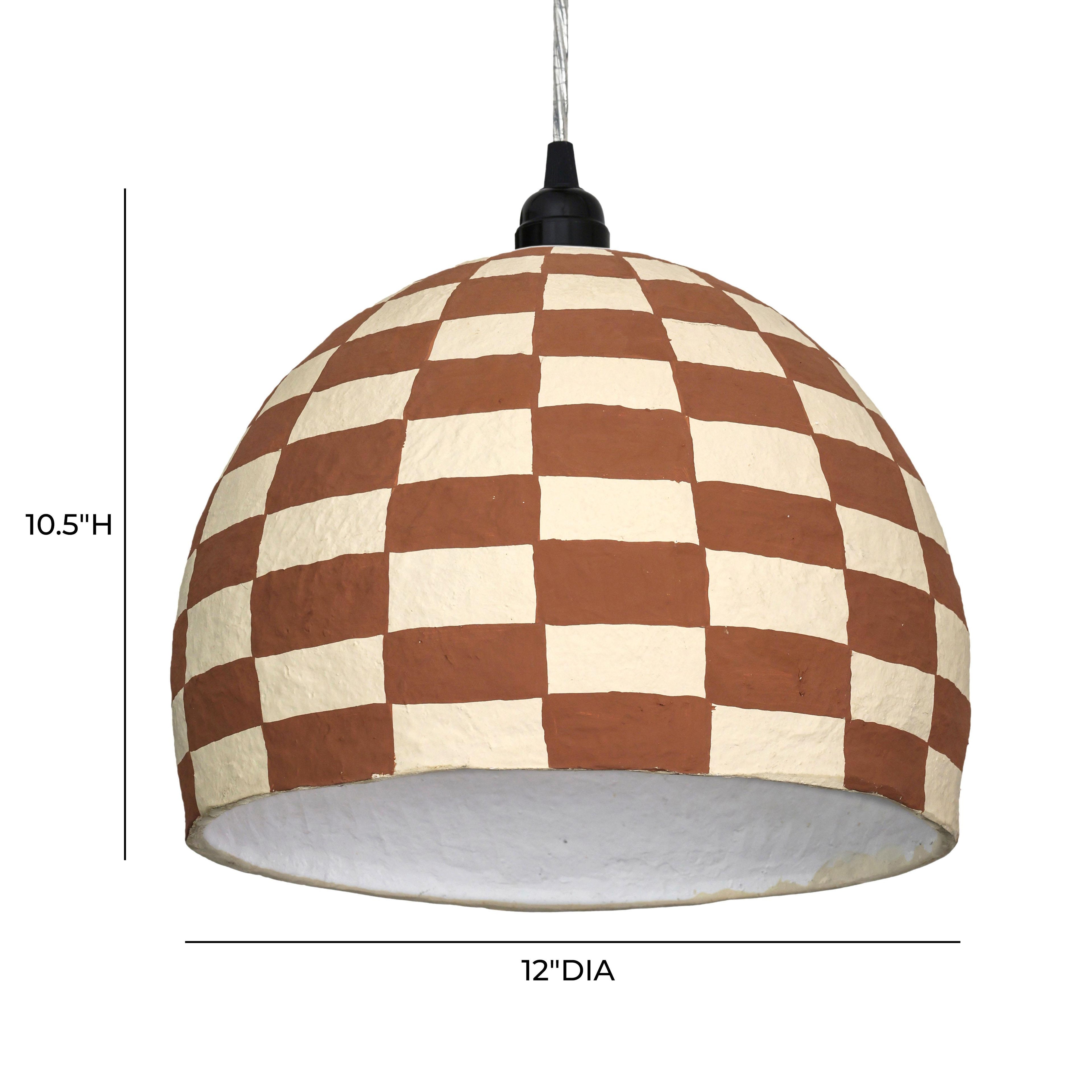 Taurus White and Terracotta Cotton Mache Pendant Lamp