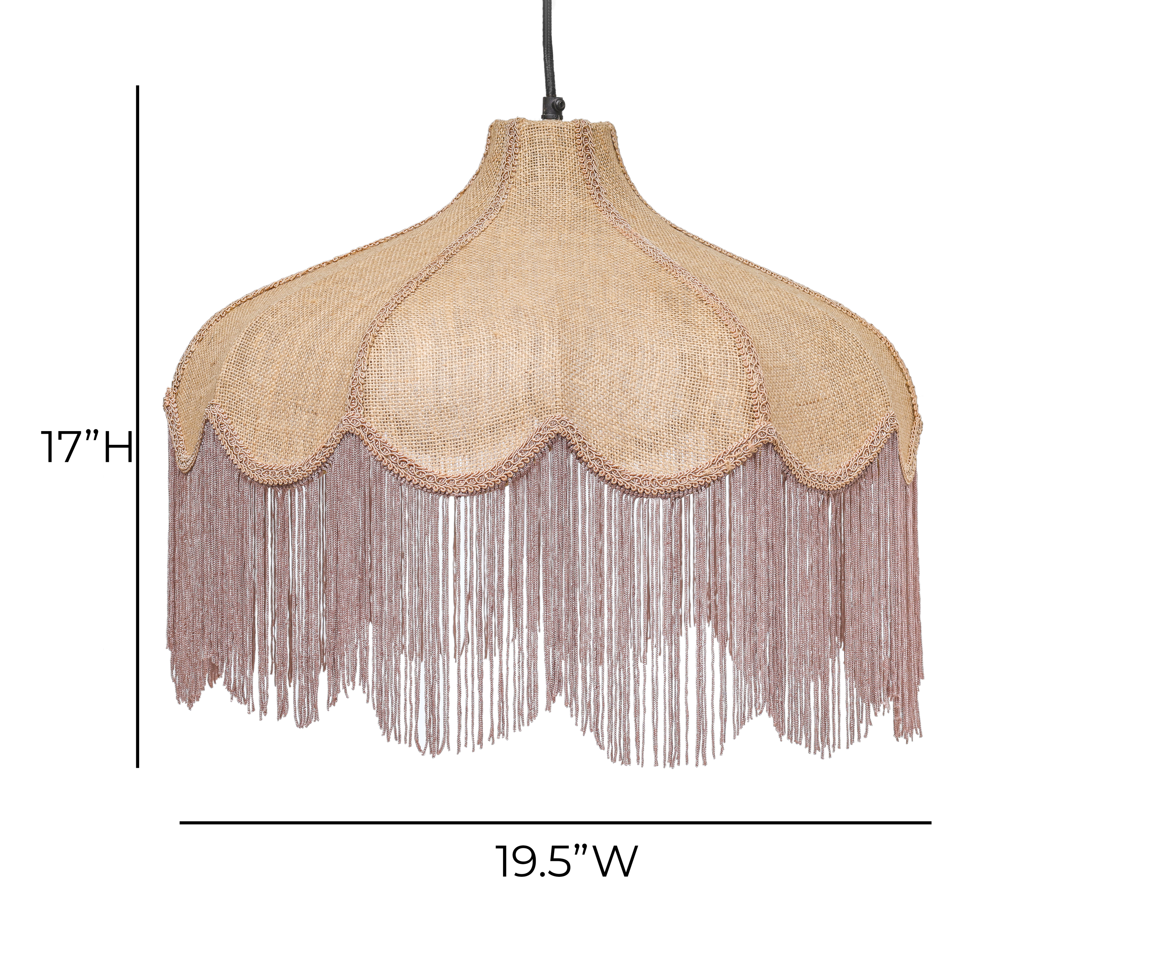Buchanan Jute Fringed Scalloped Pendant Light
