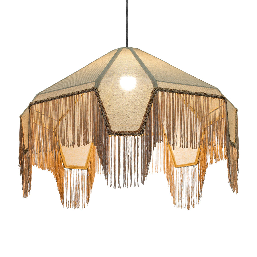 Buchanan Fabric Fringed Angled Pendant Light