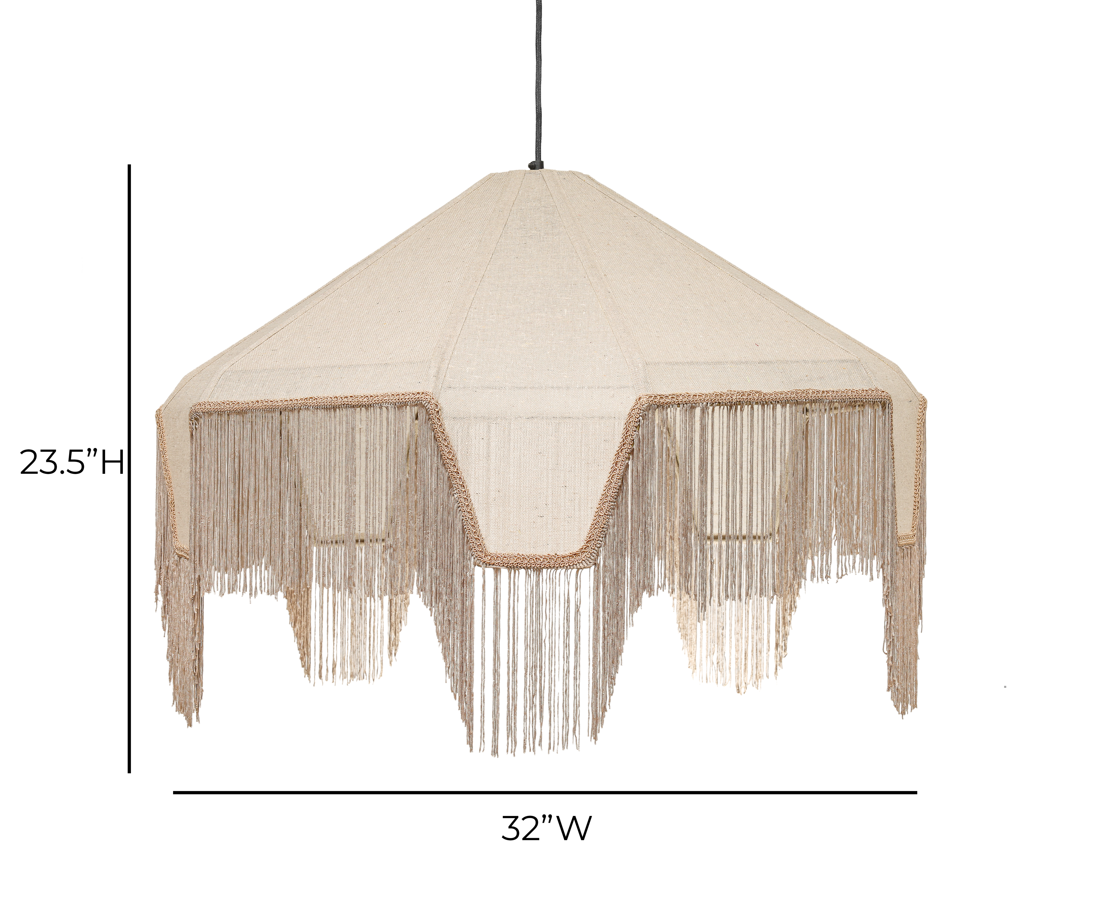 Buchanan Fabric Fringed Angled Pendant Light