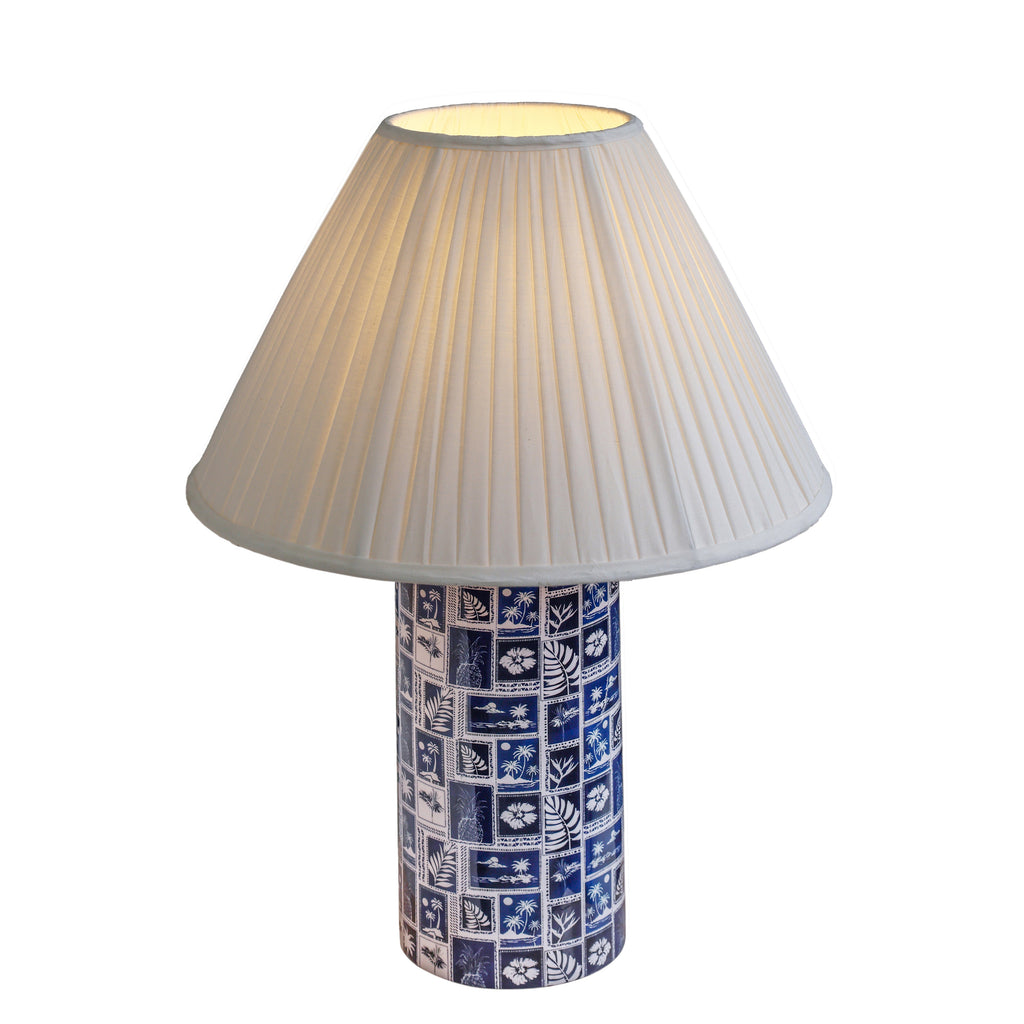 Stamp Blue Pleated Table Lamp