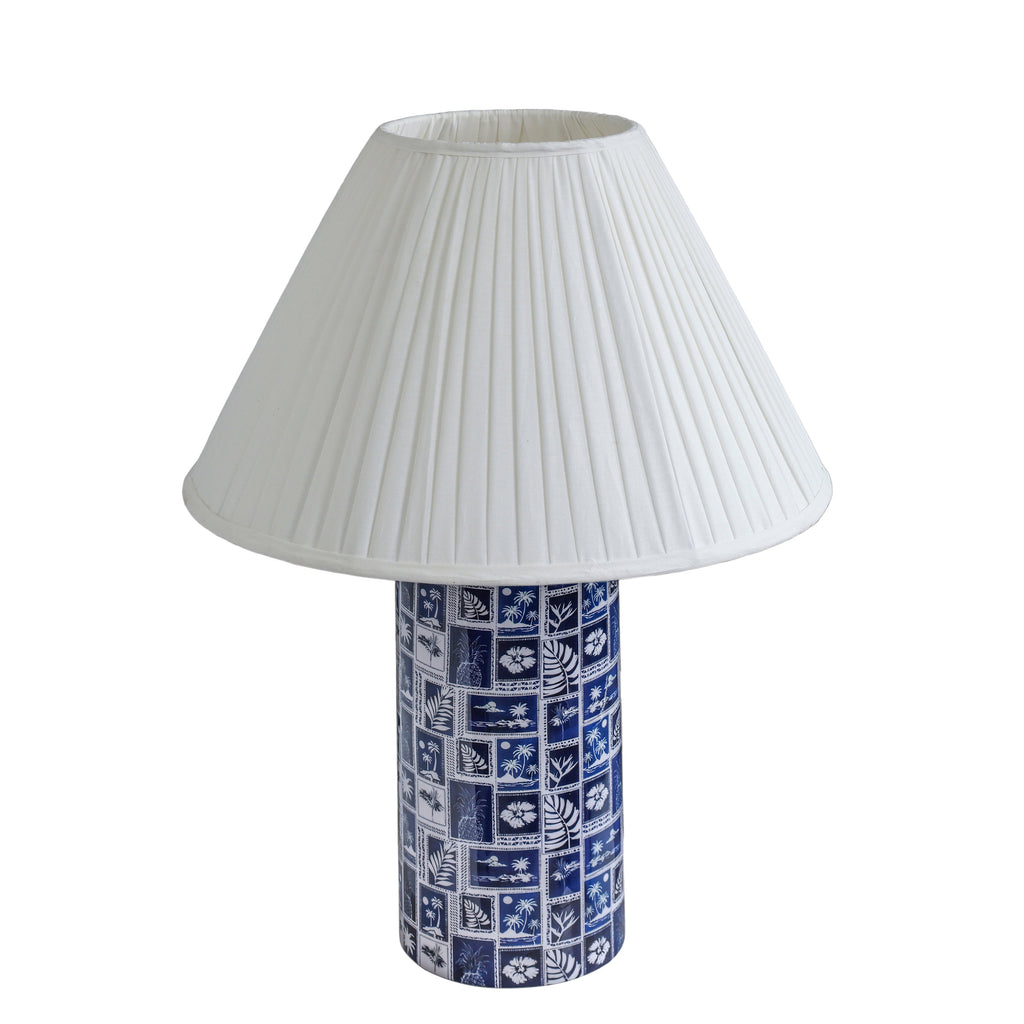 Stamp Blue Pleated Table Lamp