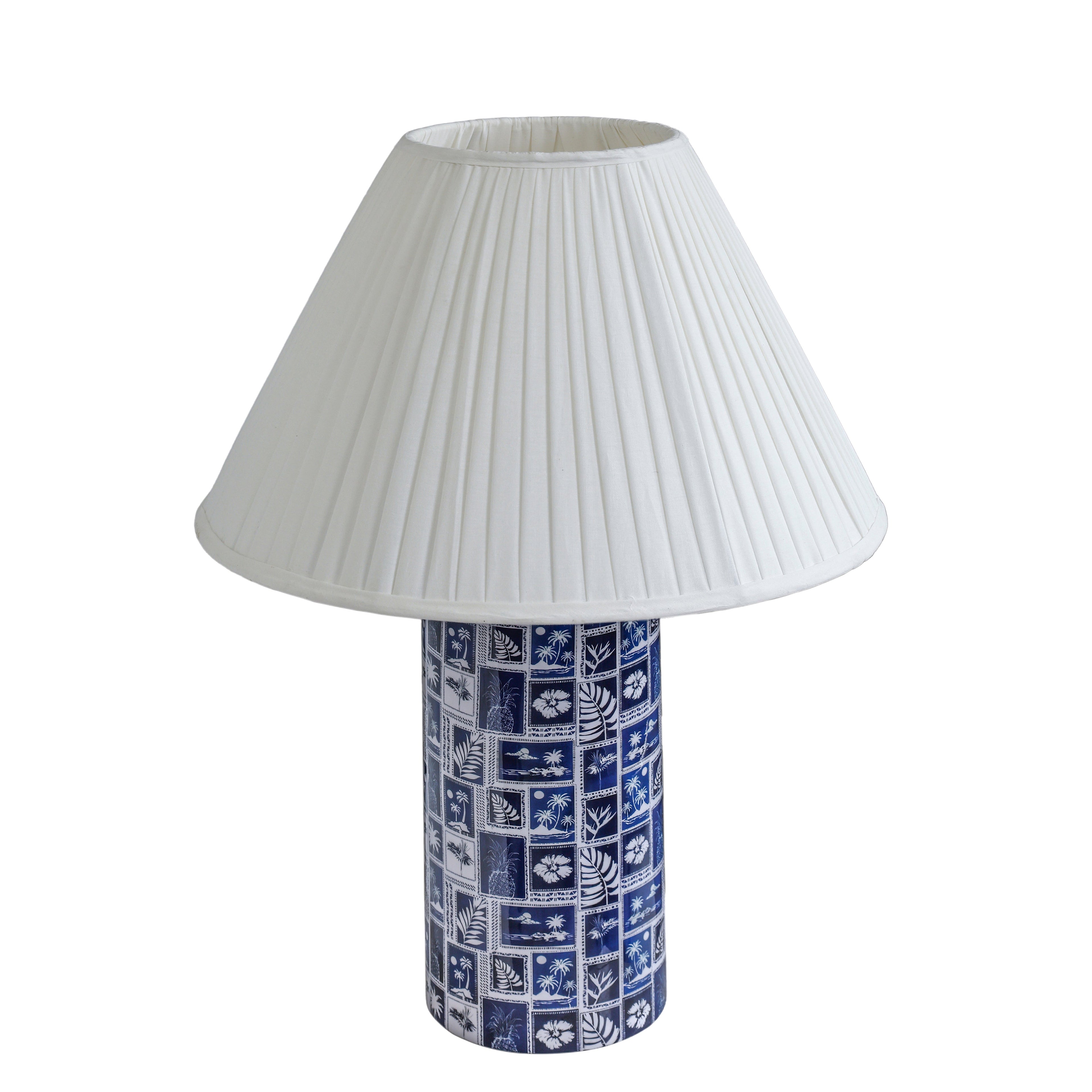 Stamp Blue Pleated Table Lamp