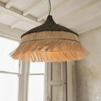 Sula Natural and Black Upcycled Abaca Pendant Lamp