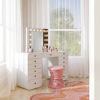 Hollywood 56 White Desk with Vanity Mirror