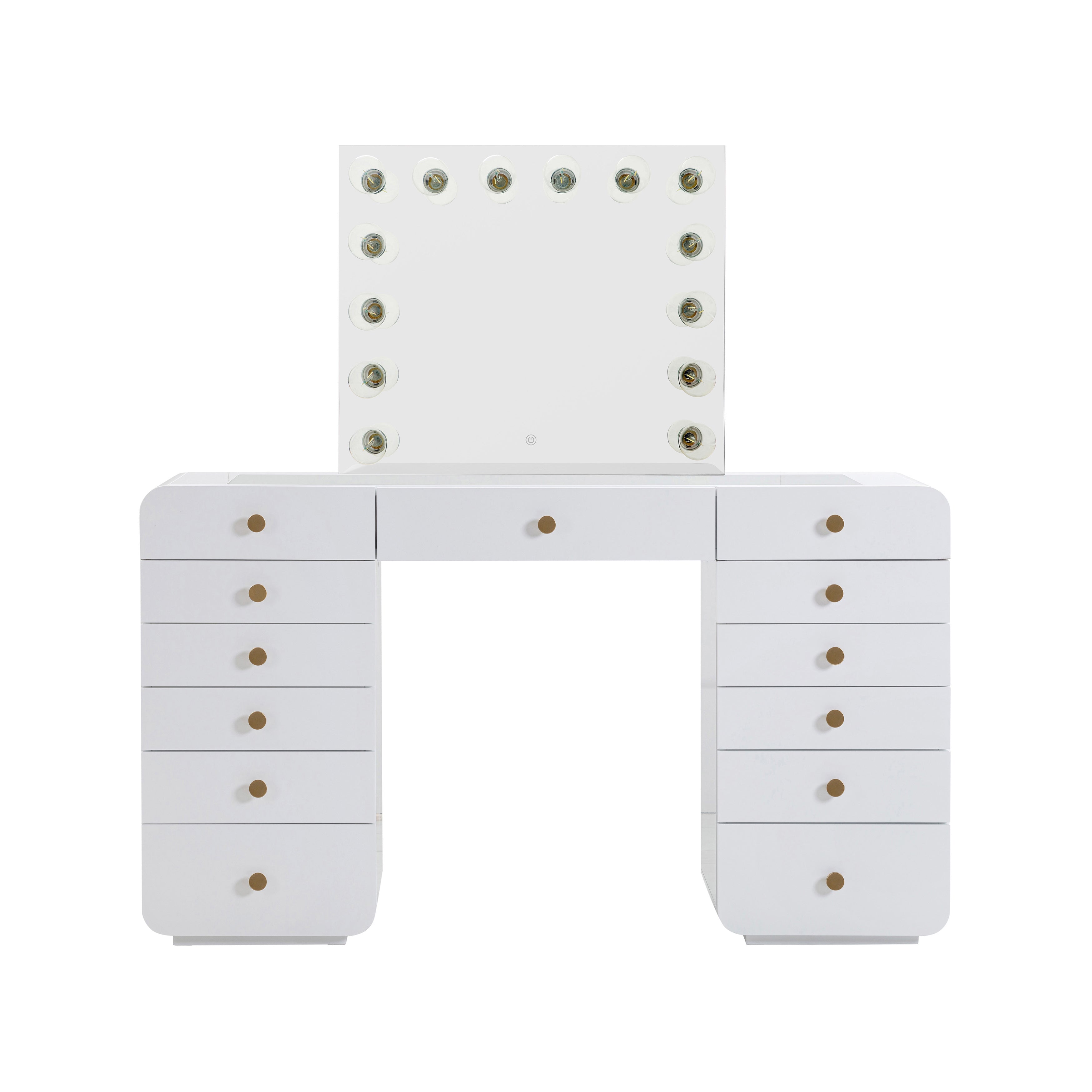 Hollywood 56 White Desk with Vanity Mirror