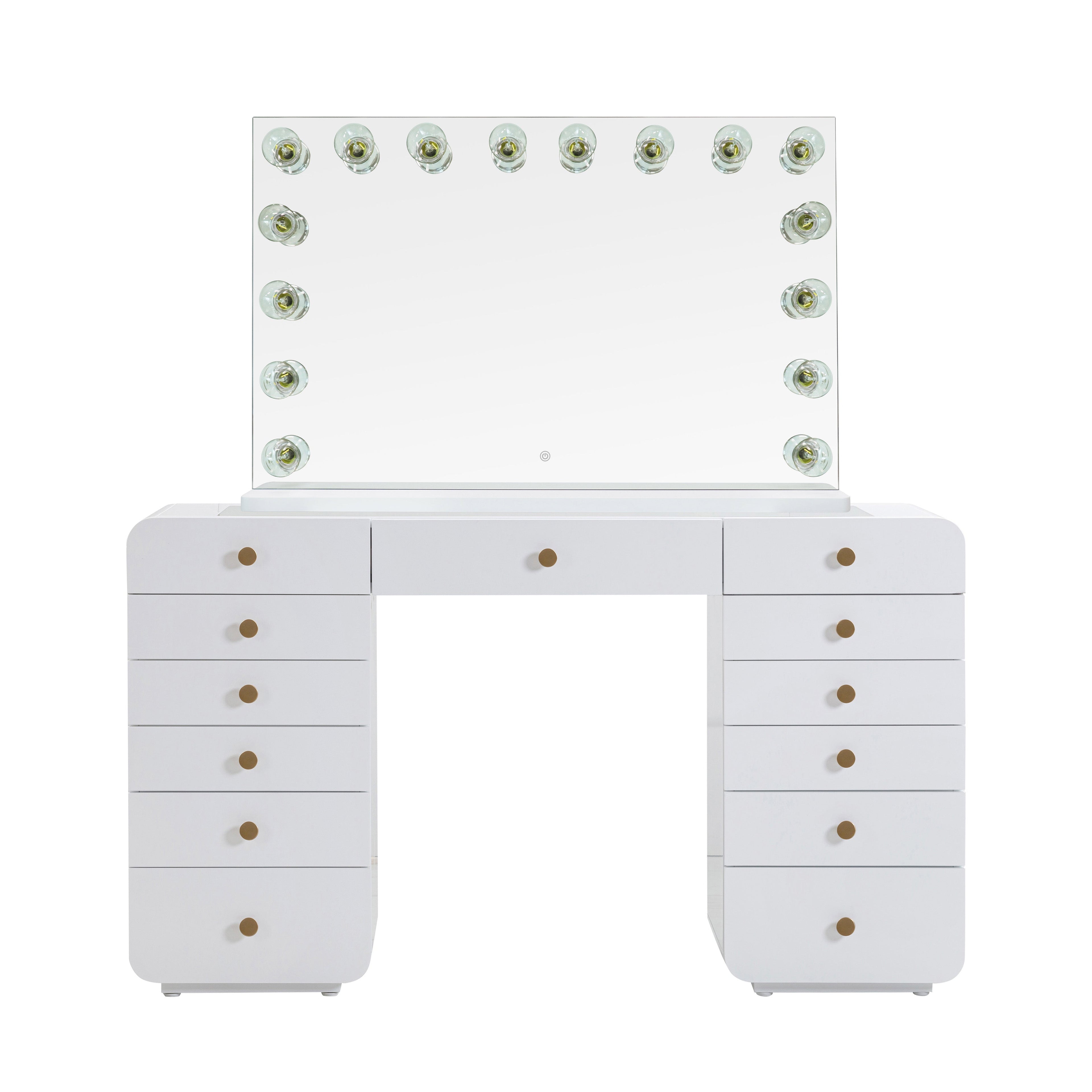 Hollywood 56 White Desk with Vanity Mirror