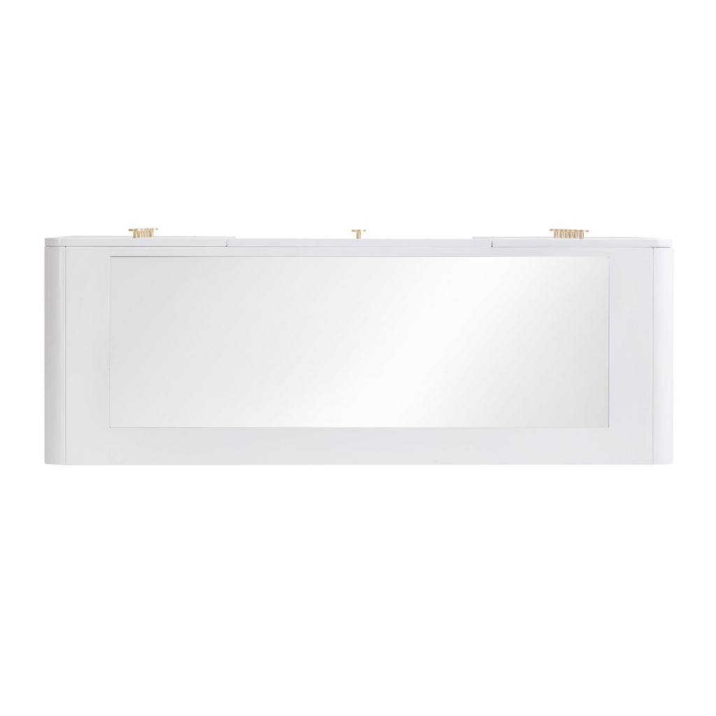 Hollywood 56 White Desk with LED Panel Vanity Mirror