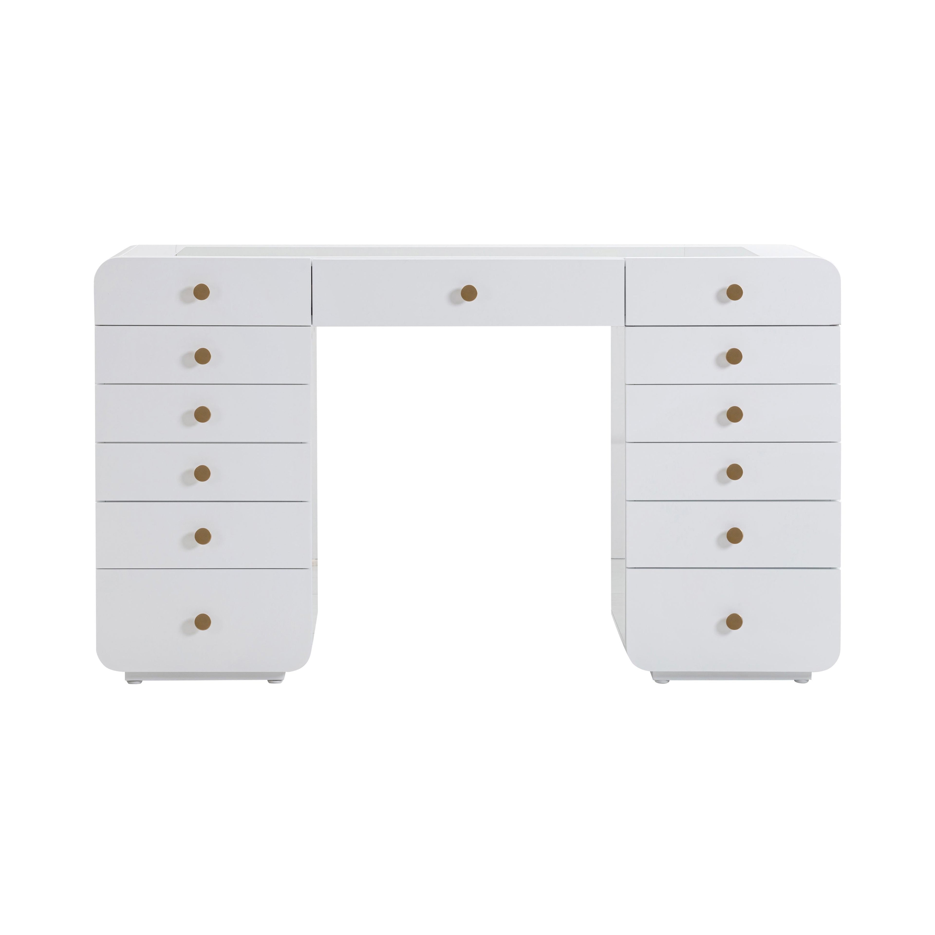 Hollywood 56 White 13-Drawer Vanity Desk