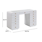 Hollywood 56 White 13-Drawer Vanity Desk