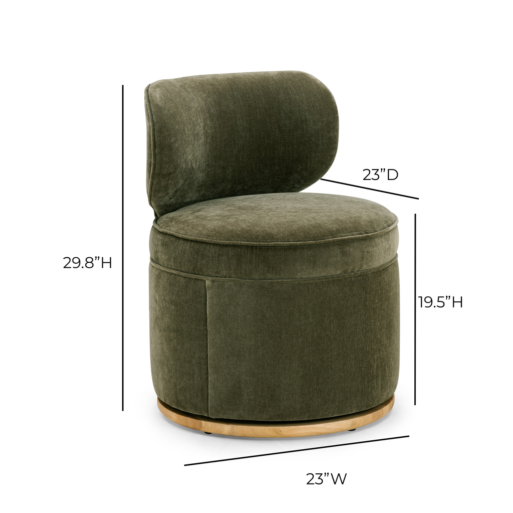 Amaya Green Upcycled Chenille Swivel Desk Chair