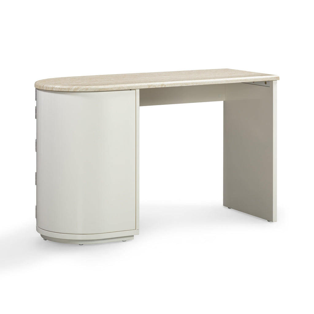 Marlene 47 Cream Faux Travertine Desk