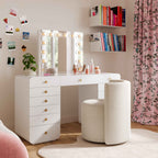 Alyssa Cream Chenille Rolling Desk Chair