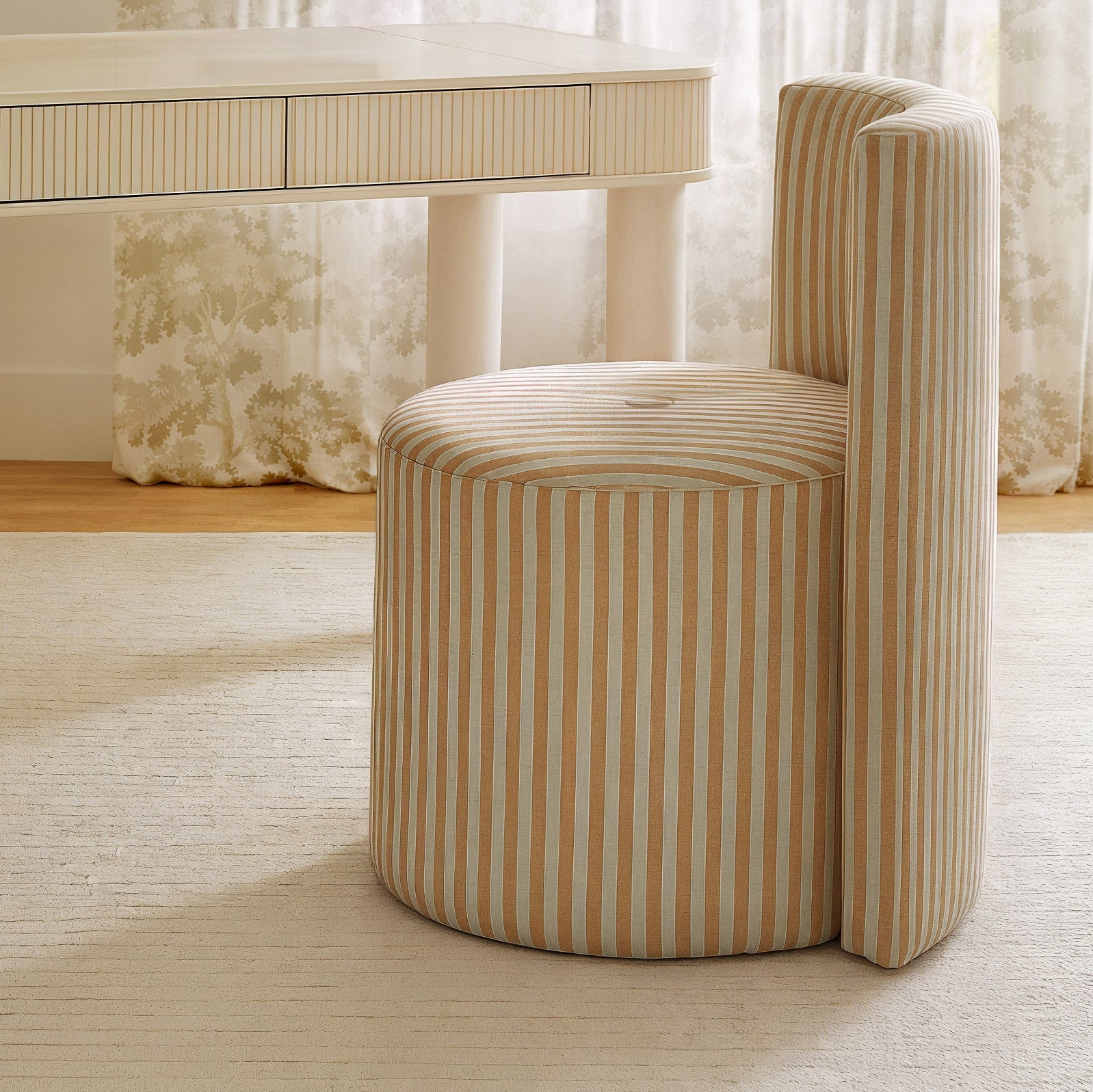 Alyssa Striped Linen Rolling Desk Chair