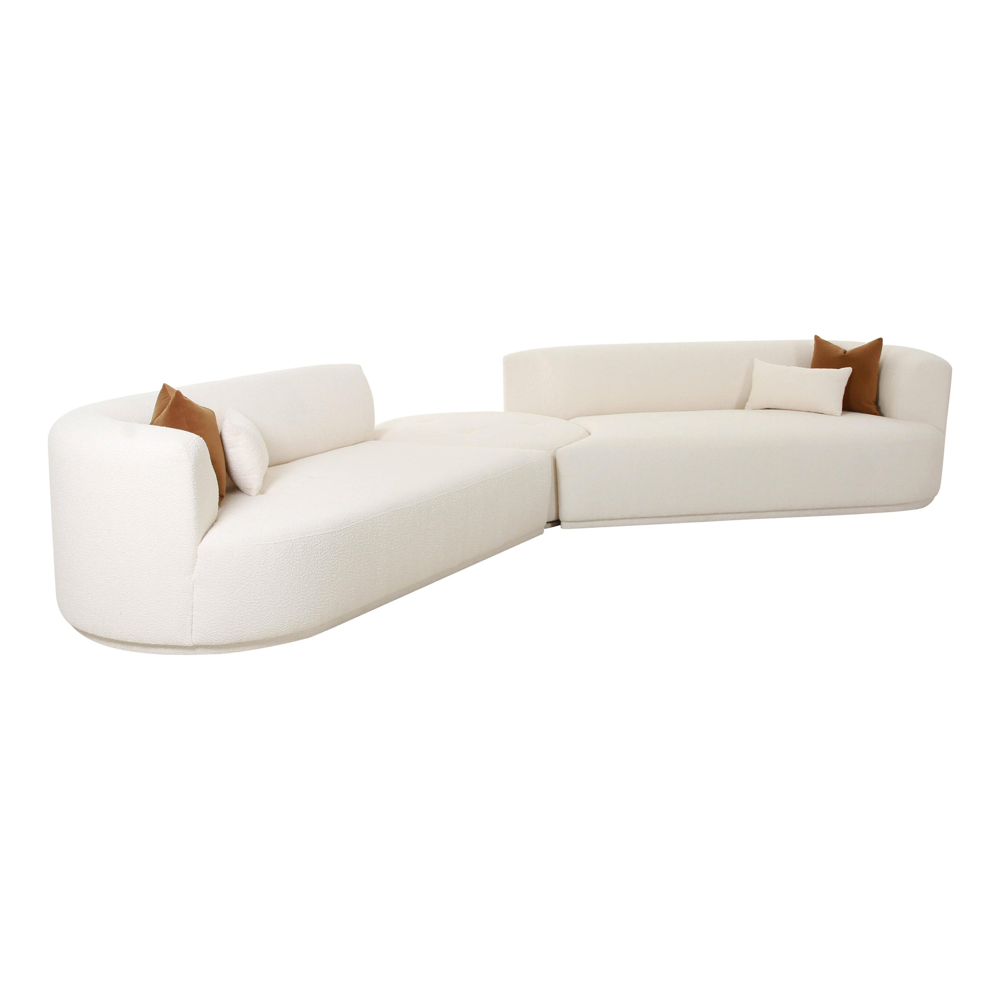 Fickle 3-Piece Cream Boucle Modular Sectional