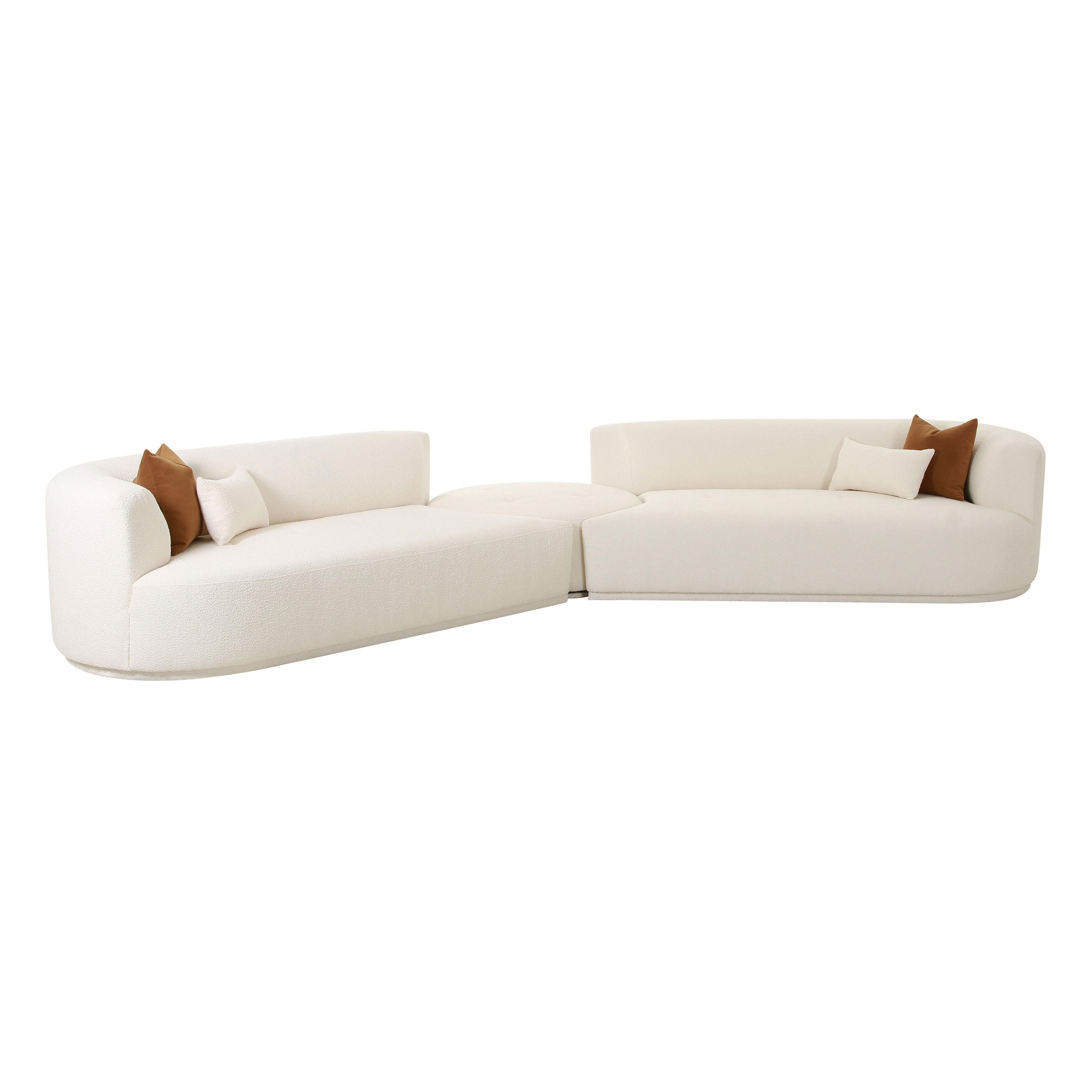 Fickle 3-Piece Cream Boucle Modular Sectional