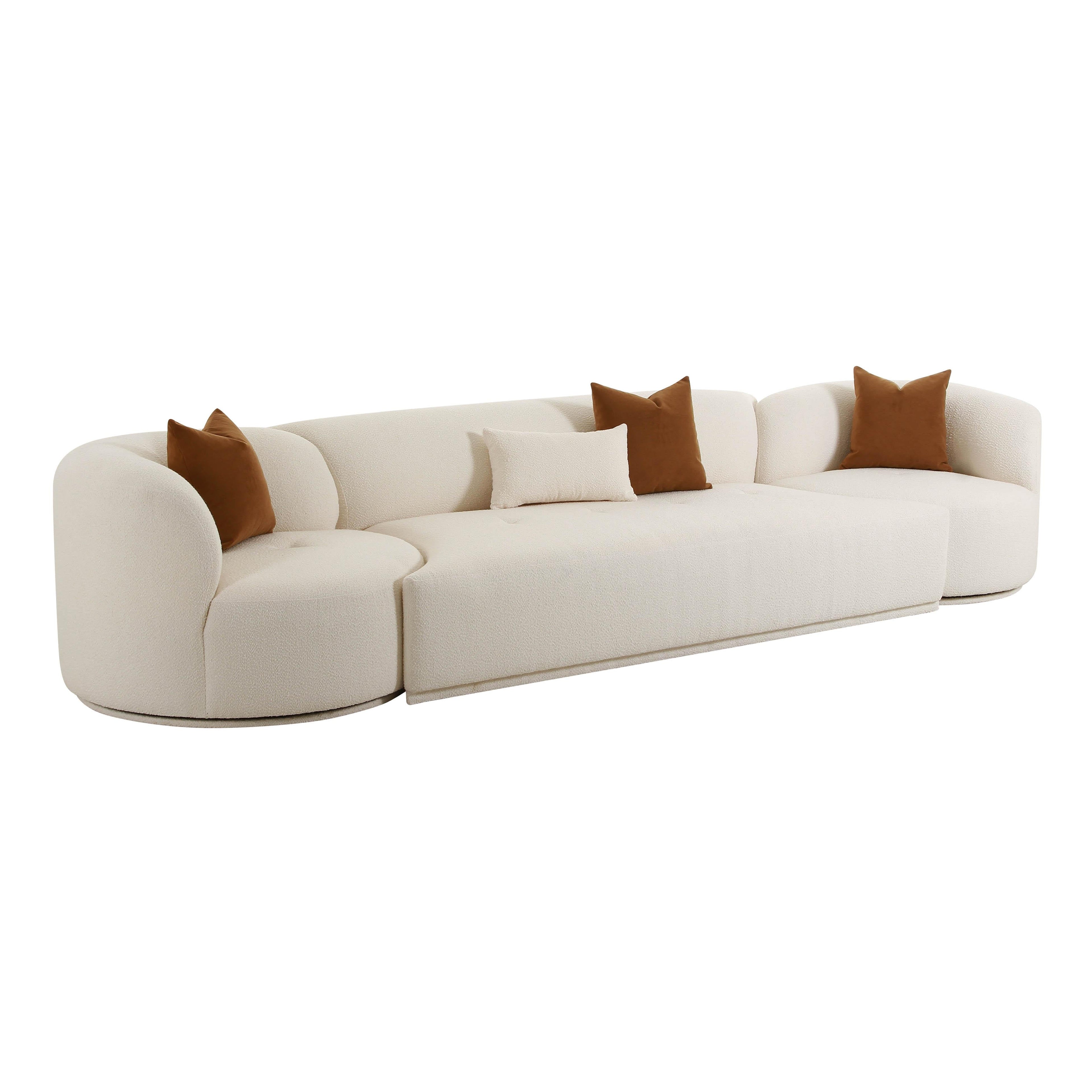 Fickle 144 3-Piece Cream Boucle Modular Sofa