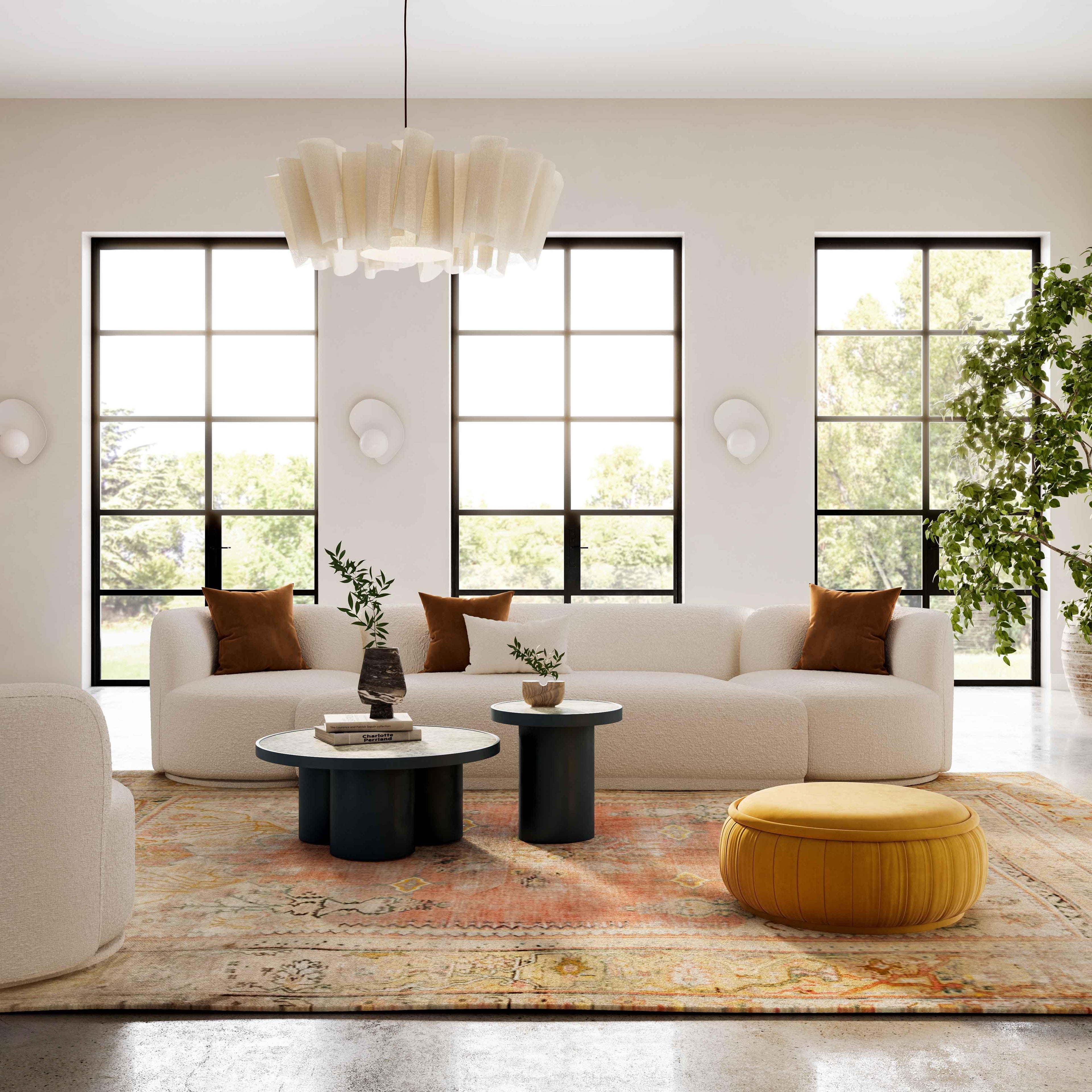 Fickle 144 3-Piece Cream Boucle Modular Sofa